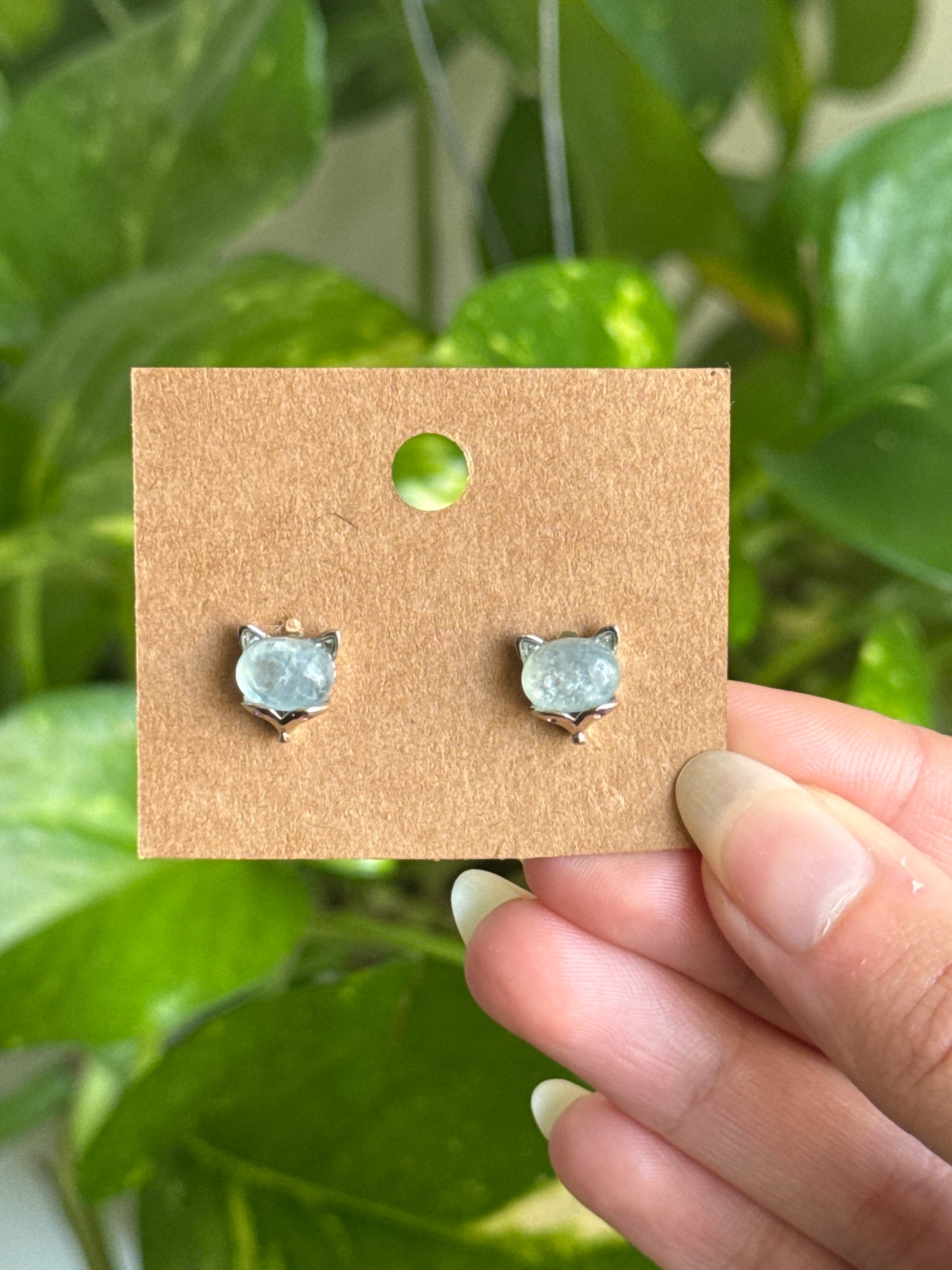 Aquamarine Fox Earrings