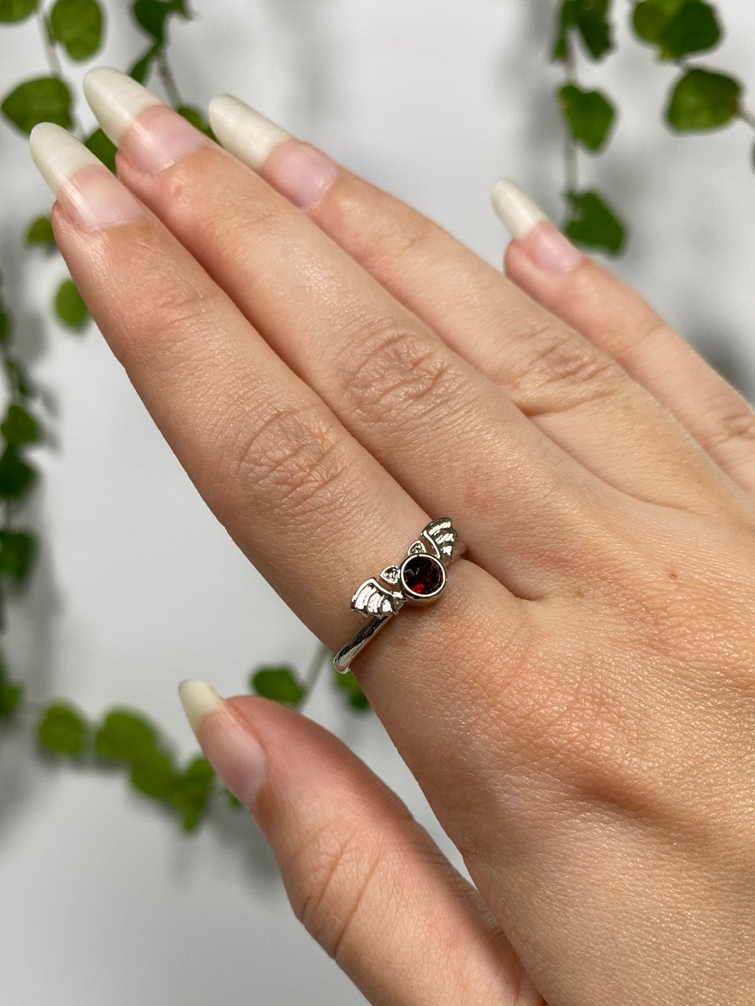 Garnet Bat Adjustable Ring