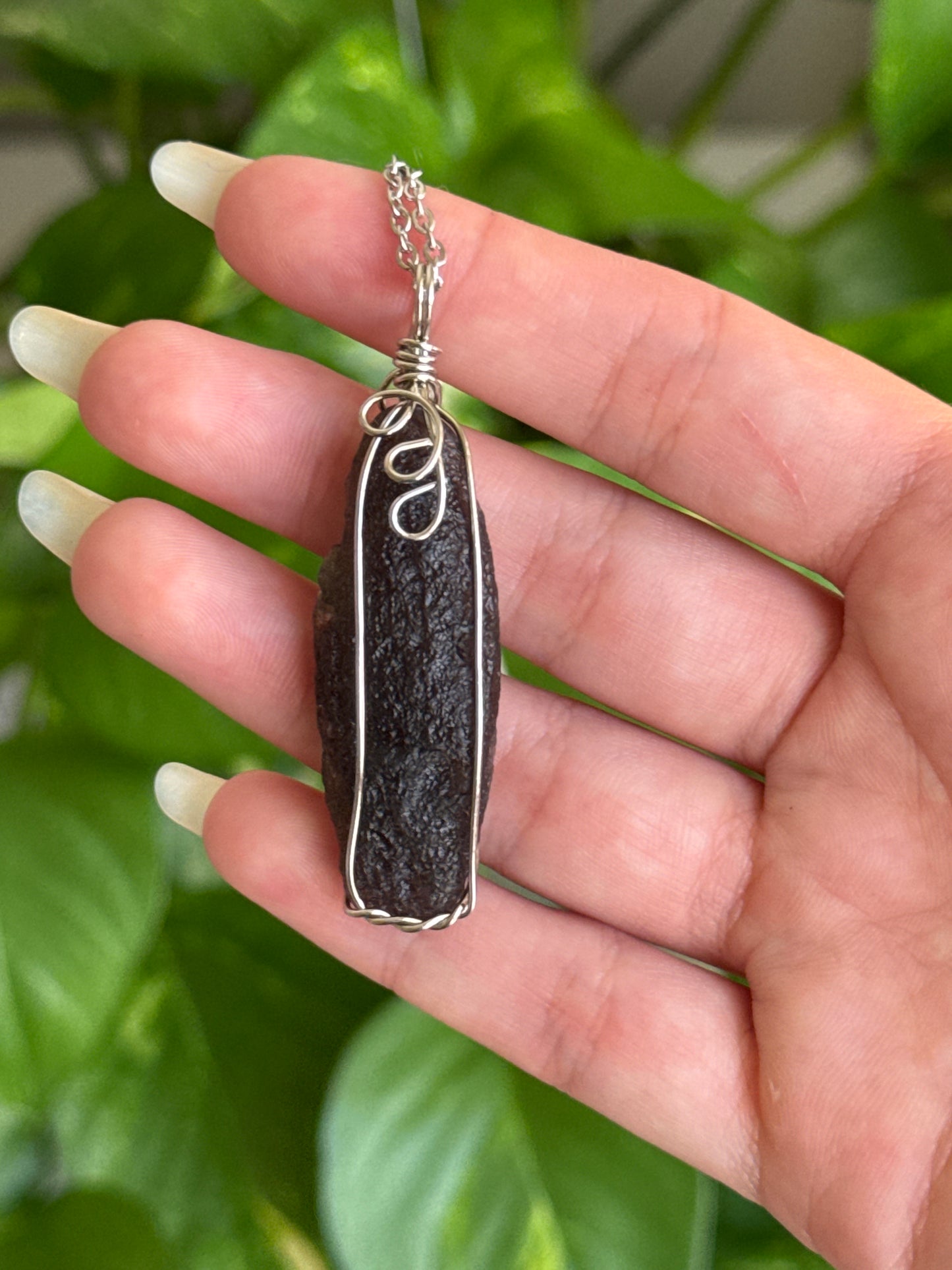 Tektite Wire Wrap Necklace (comes with chain)