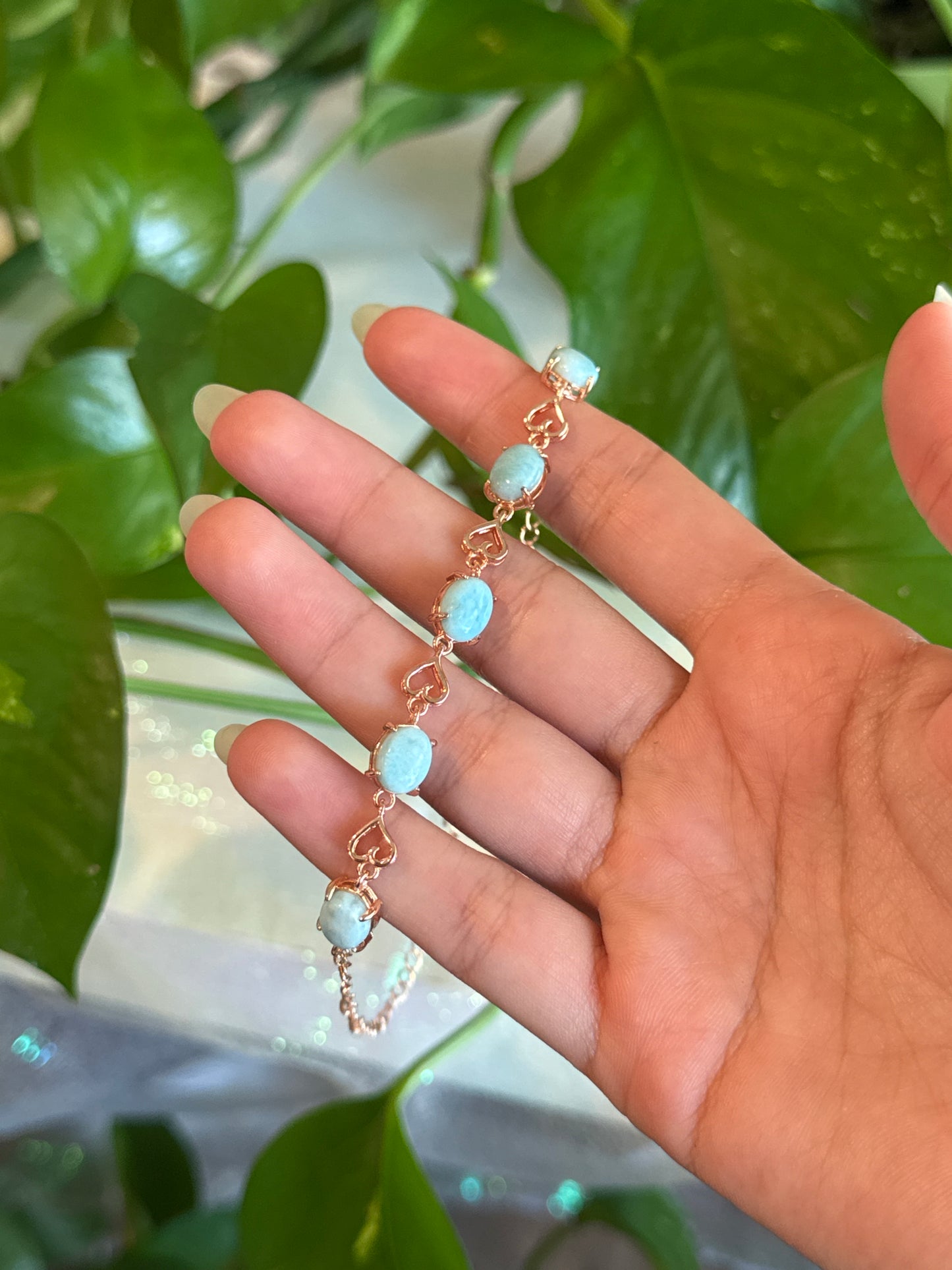 Larimar Adjustable Rose Gold Metal Bracelet