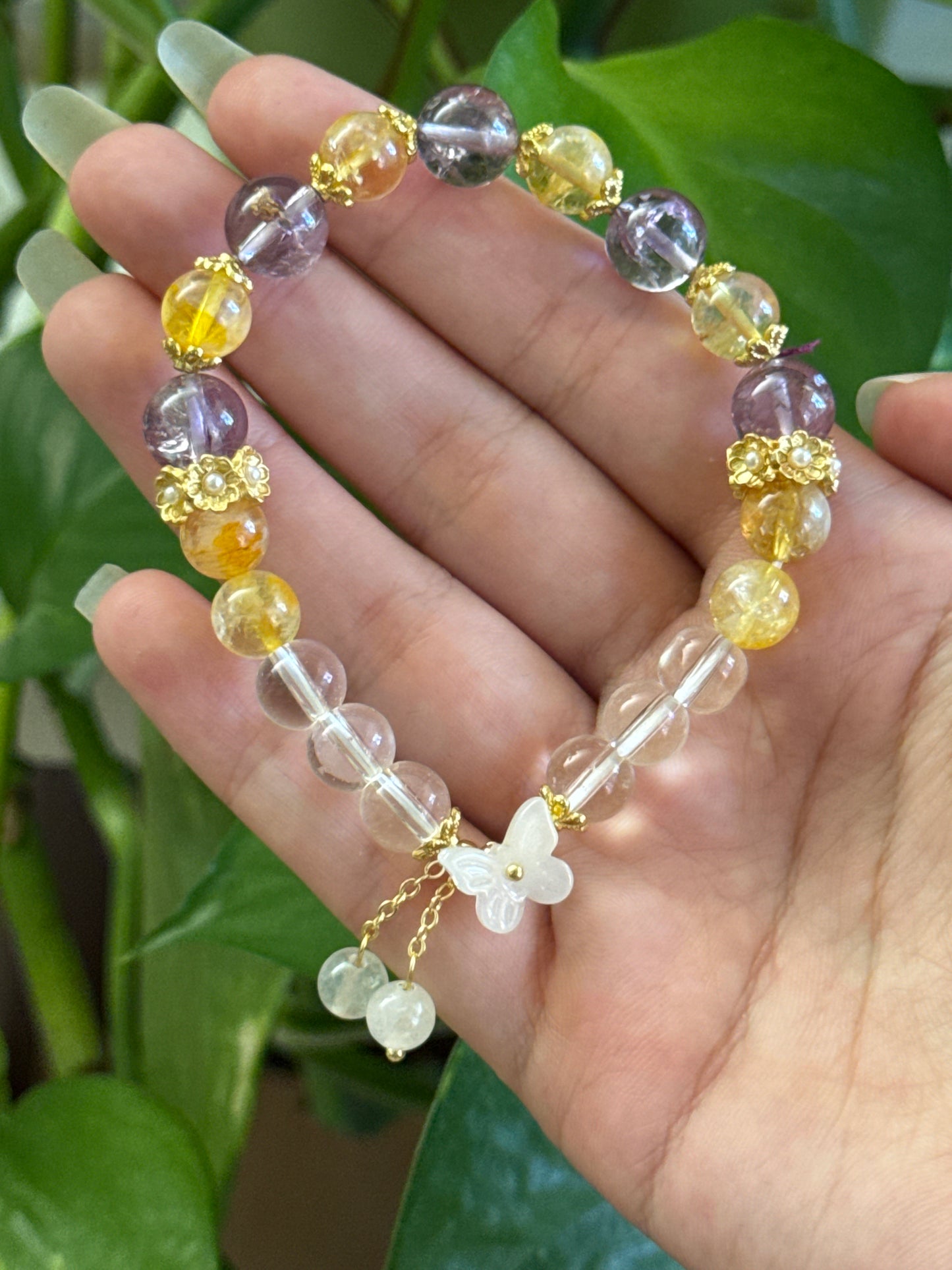Golden Healer & Clear Quartz & Amethyst Bracelet