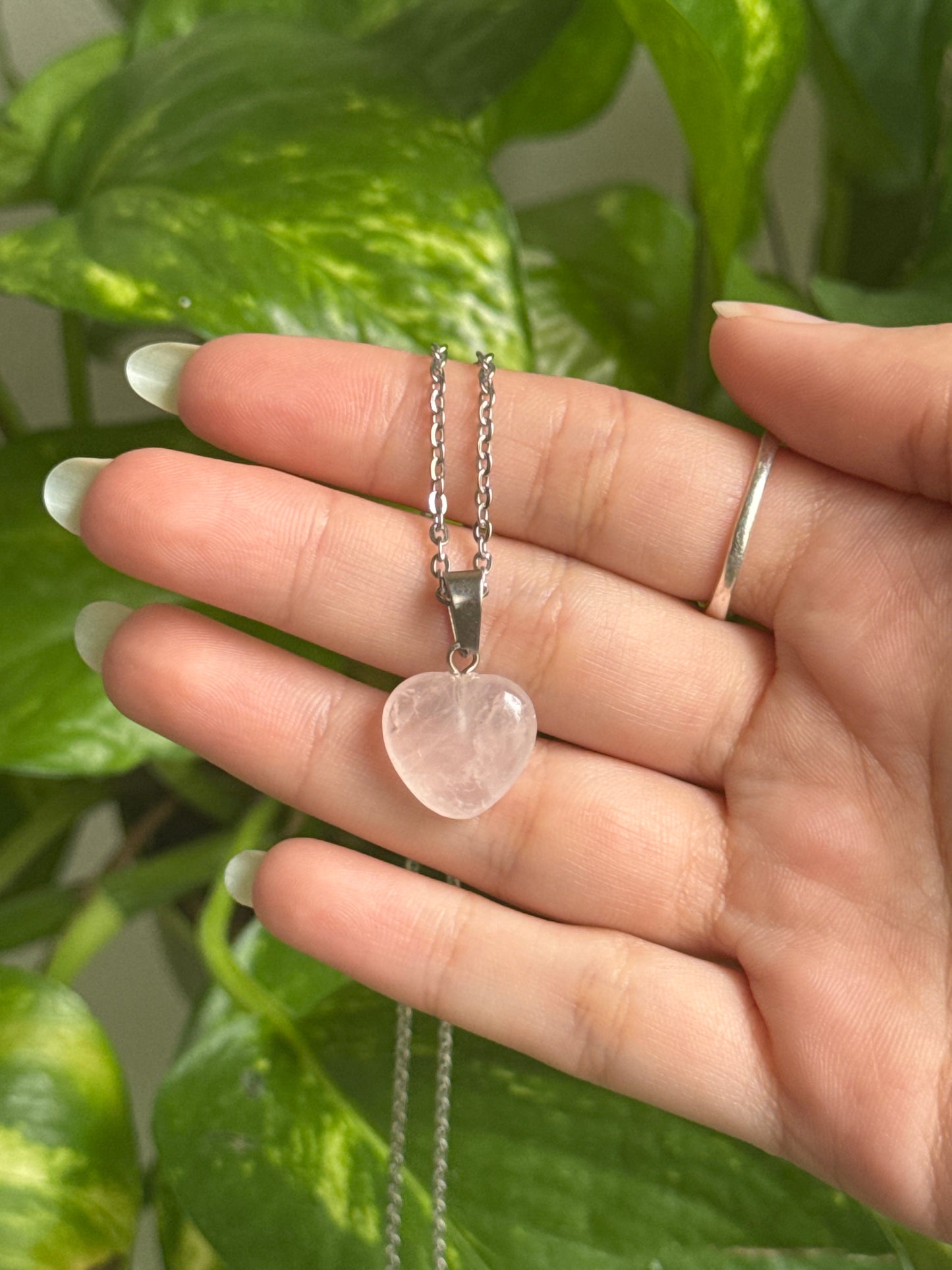 Rose Quartz Heart Necklace