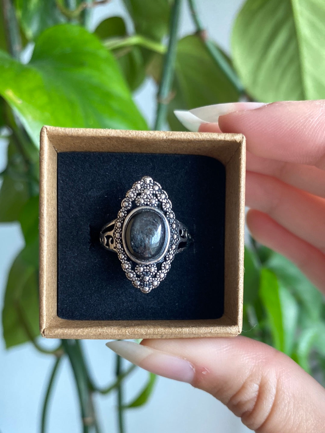Hypersthene 925 Silver Adjustable Ring