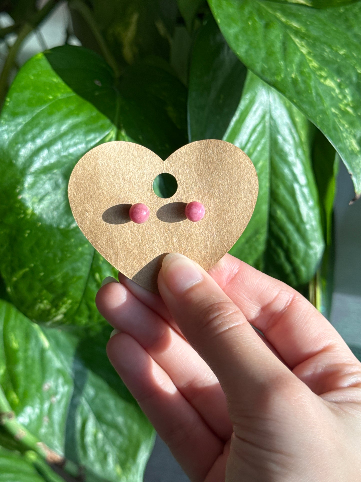 Pink Rhodonite Stud Earrings