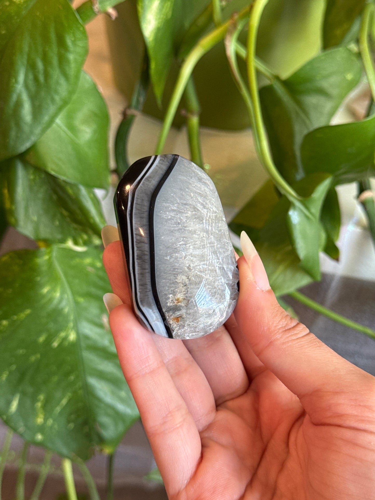 Banded Black Agate Moody Palmstone