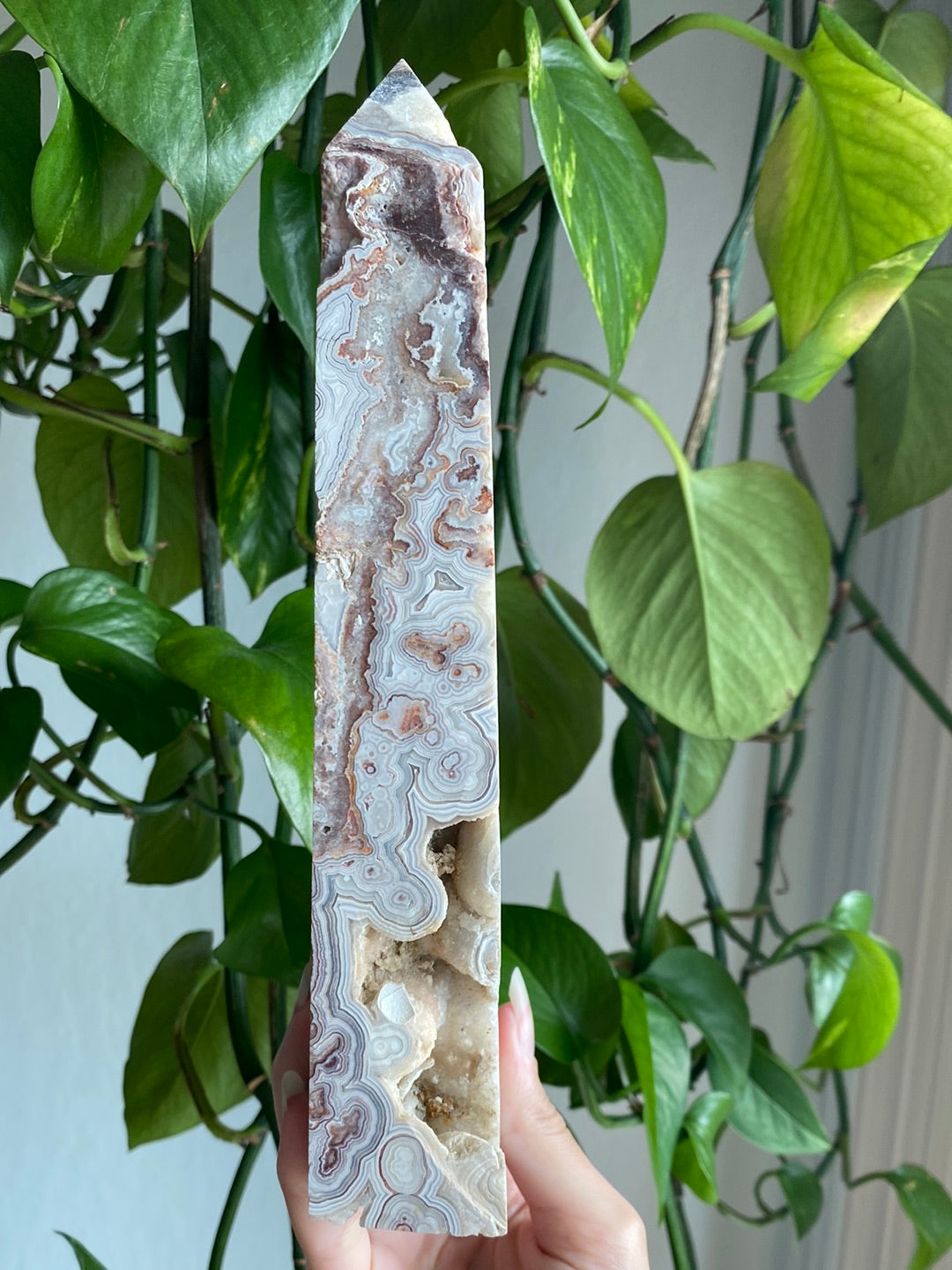 XL Mexican Crazy Lace Agate Tower With Druzy