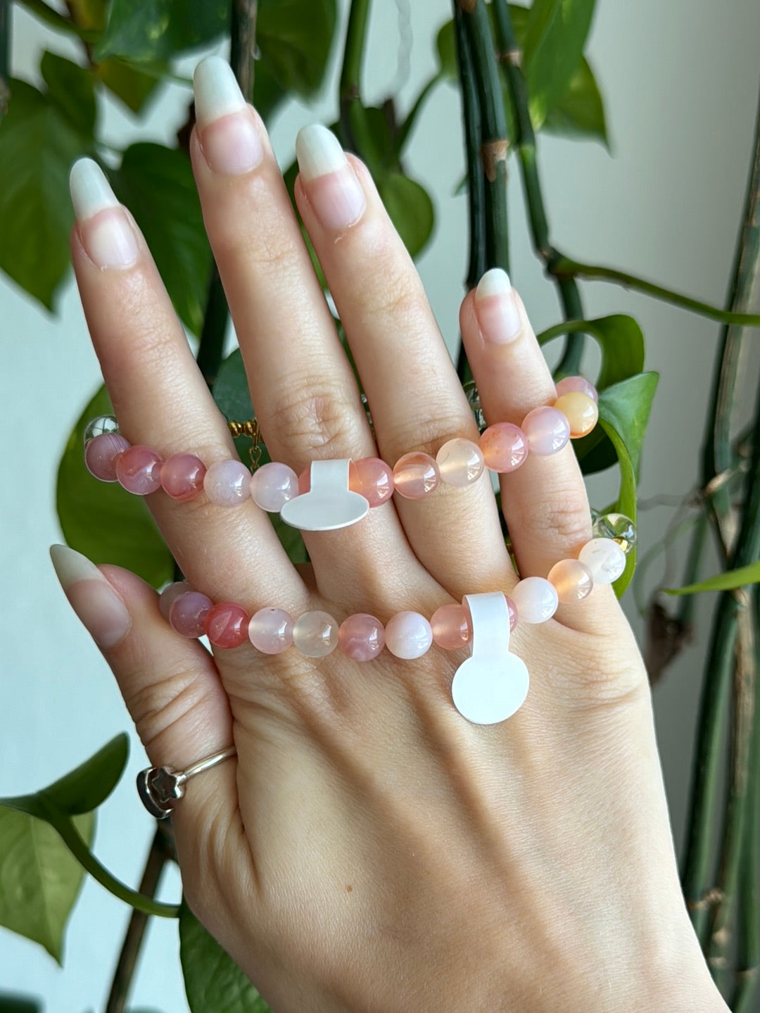 Clear Quartz & Pink Agate Gold Bracelet