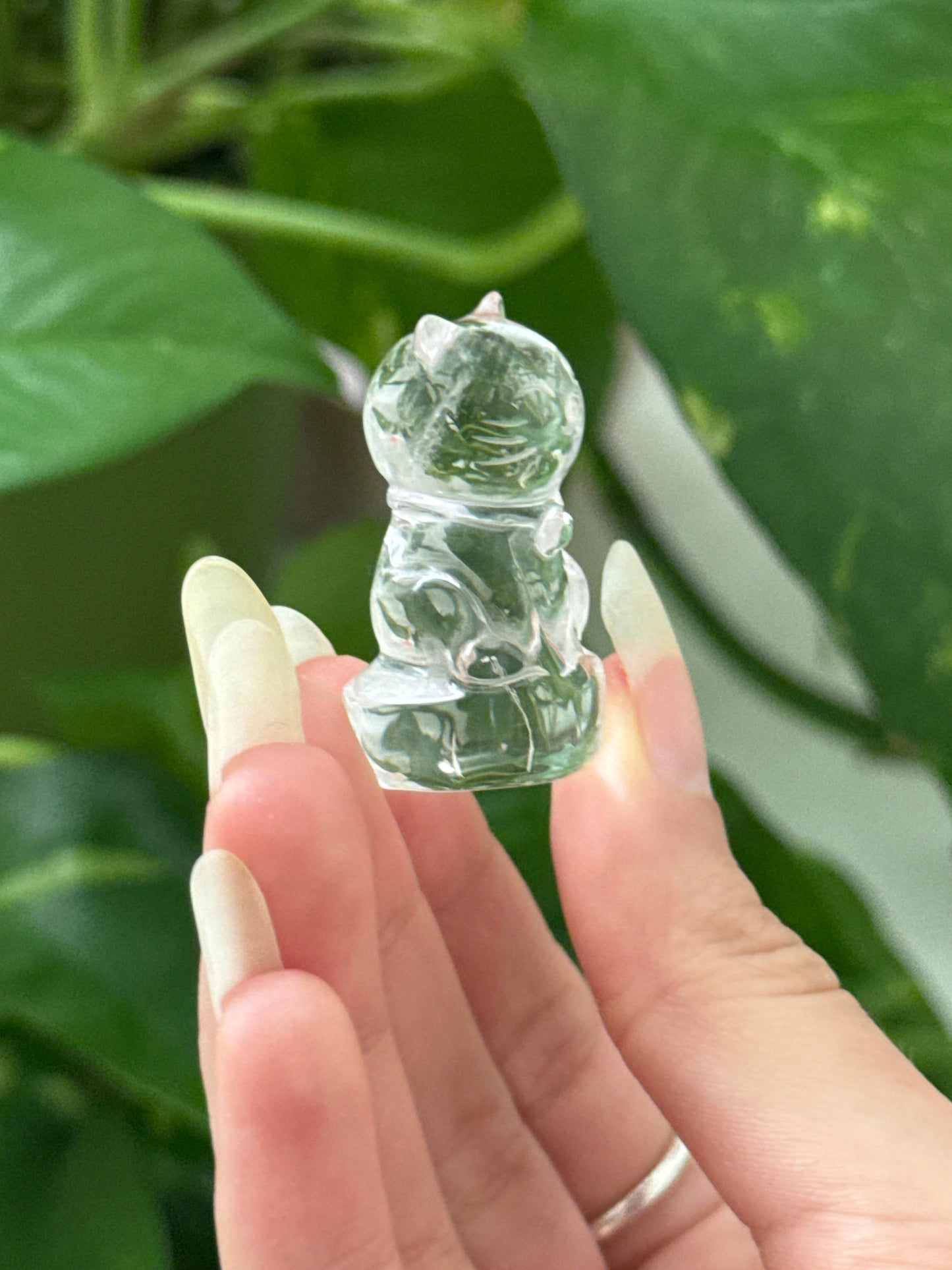 High Quality Clear Quartz Lucky Cat