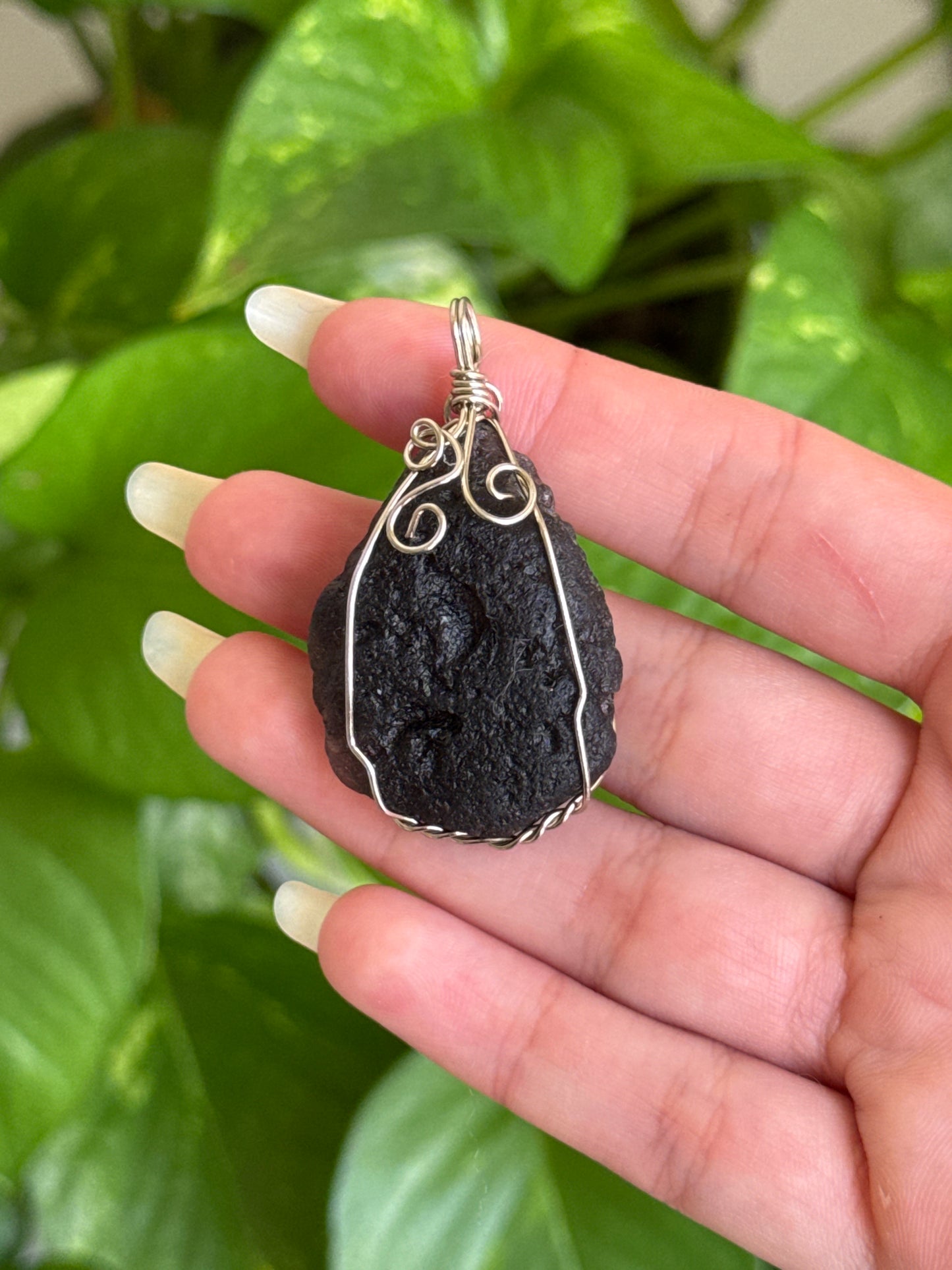Tektite Wire Wrap Necklace (comes with chain)