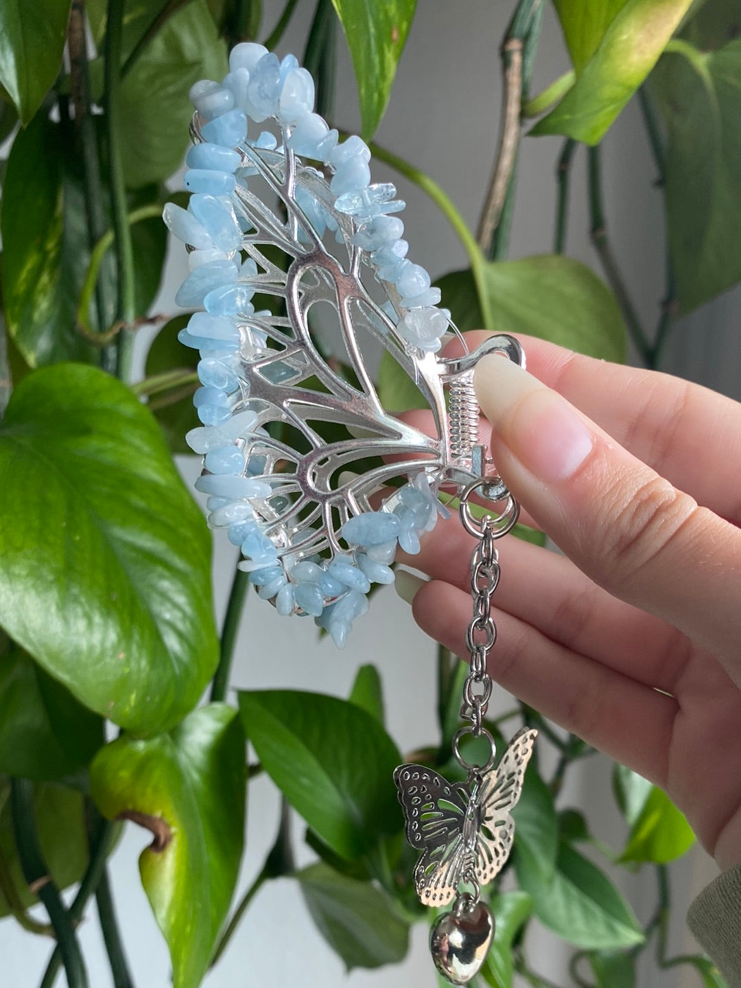 Aquamarine Butterfly Hair Clip