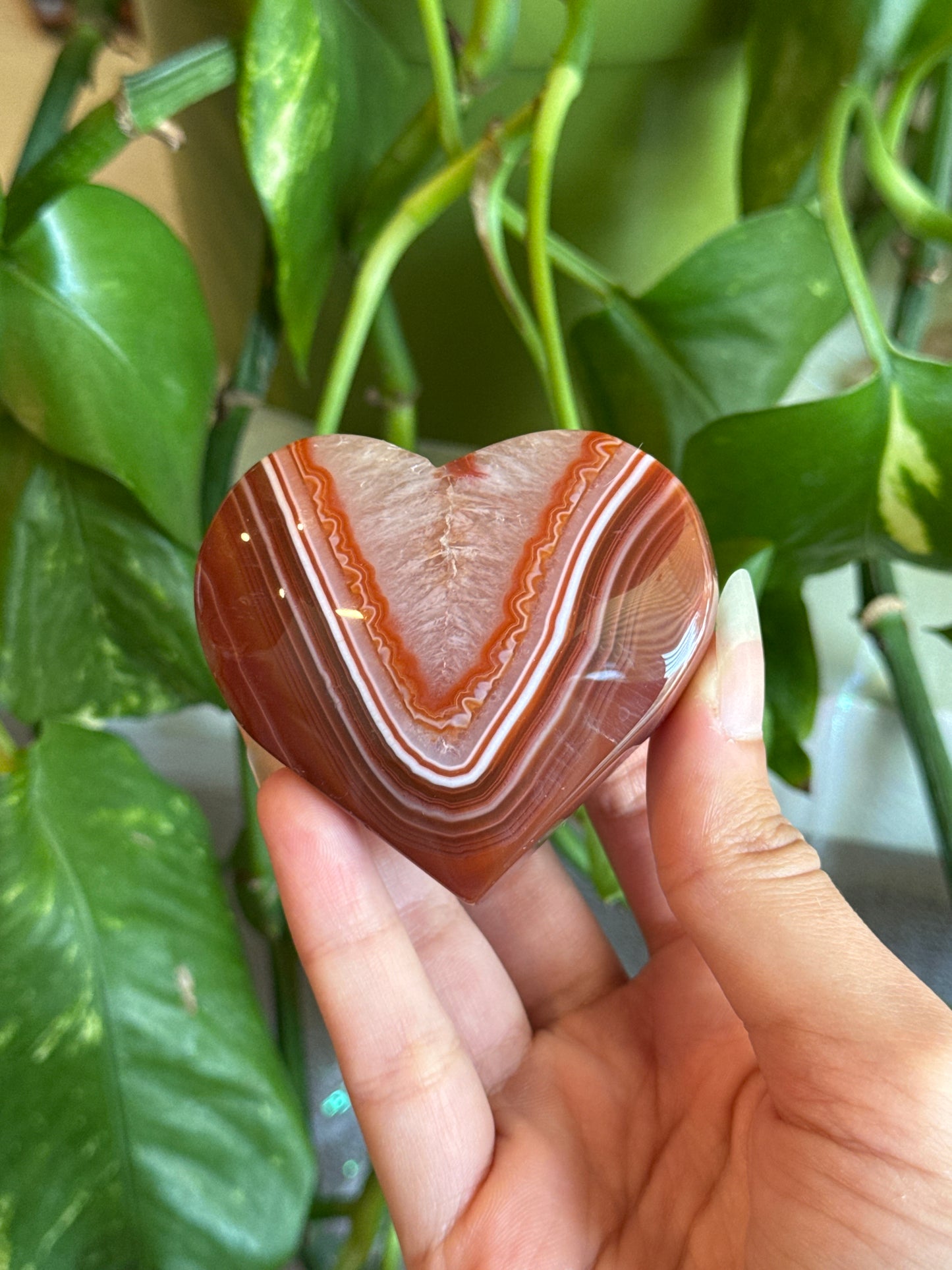 Unique Banded Carnelian Heart A