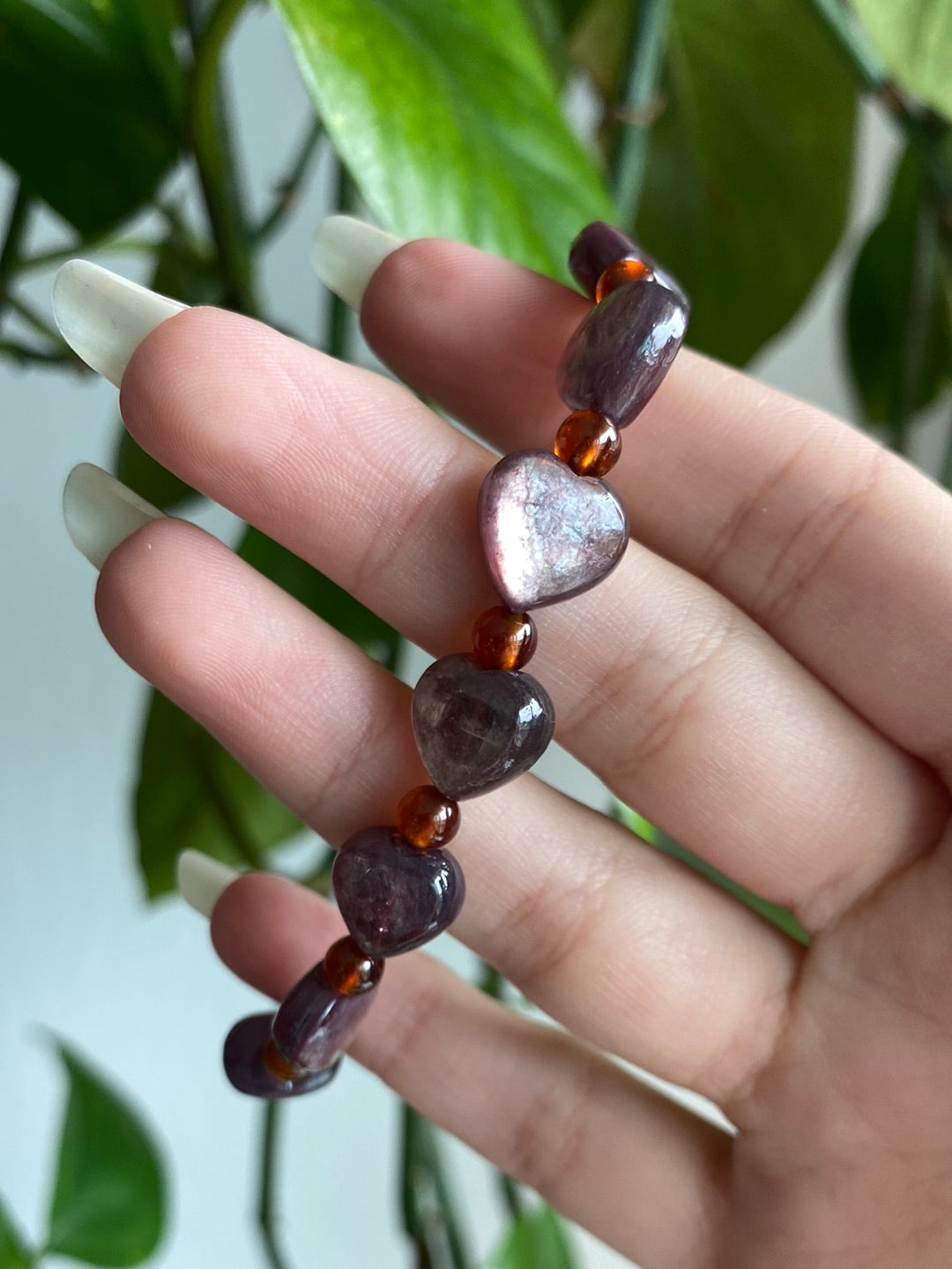Gem Lepidolite & Carnelian Bracelet