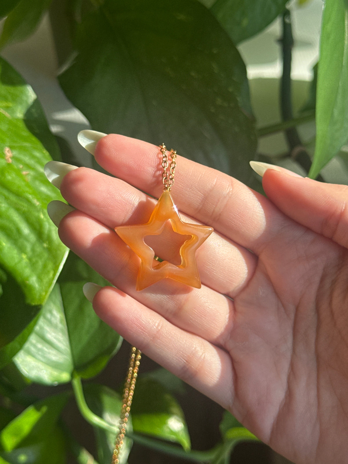 Carnelian Star Gold Necklace