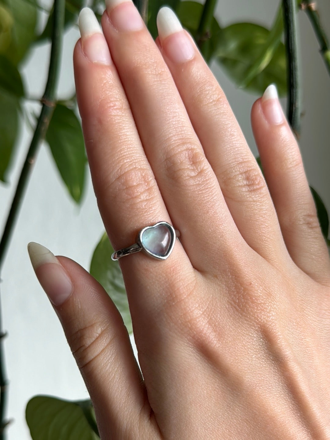 Aquamarine Heart Adjustable Ring