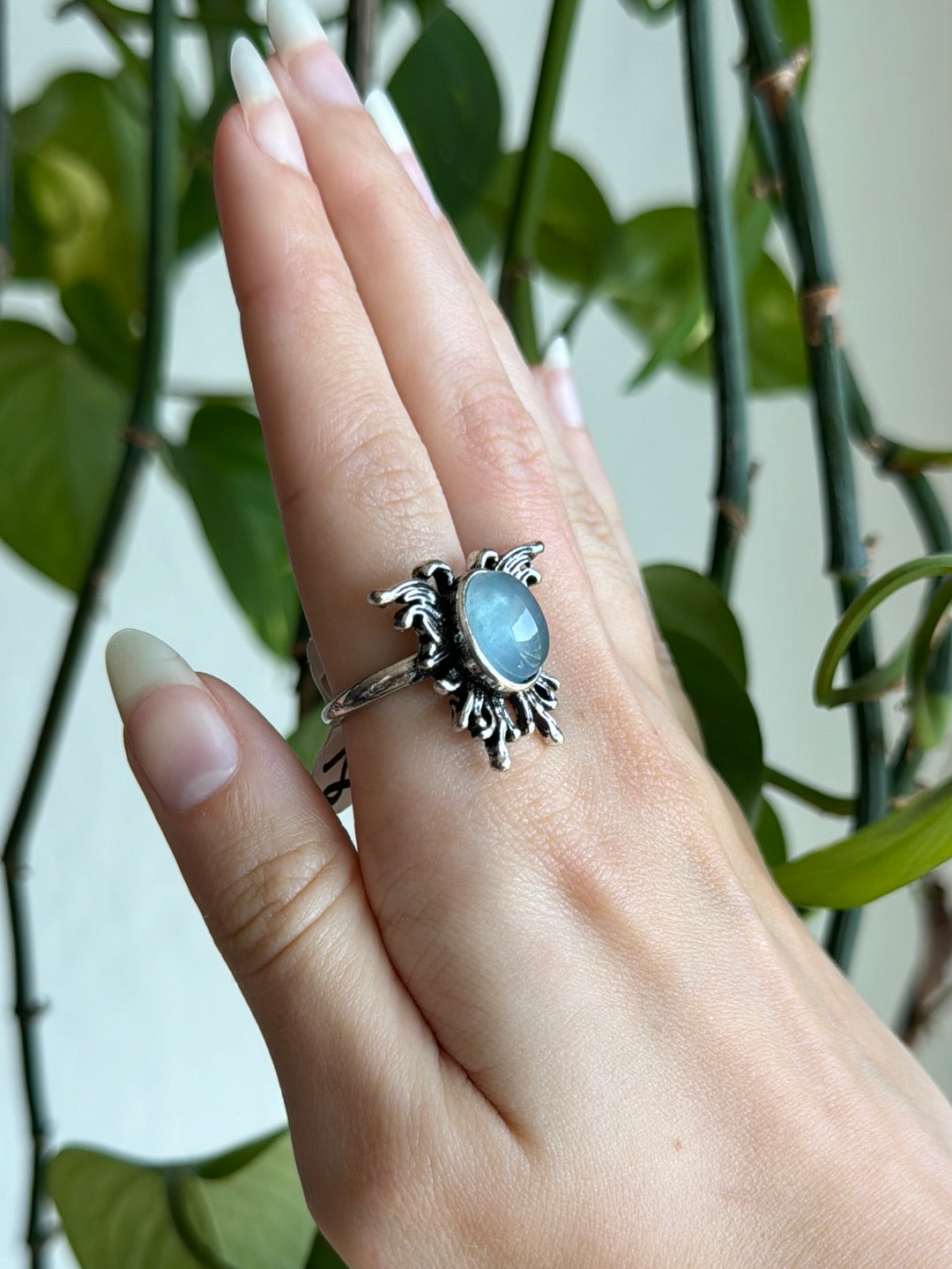 Aquamarine Butterfly Adjustable Ring