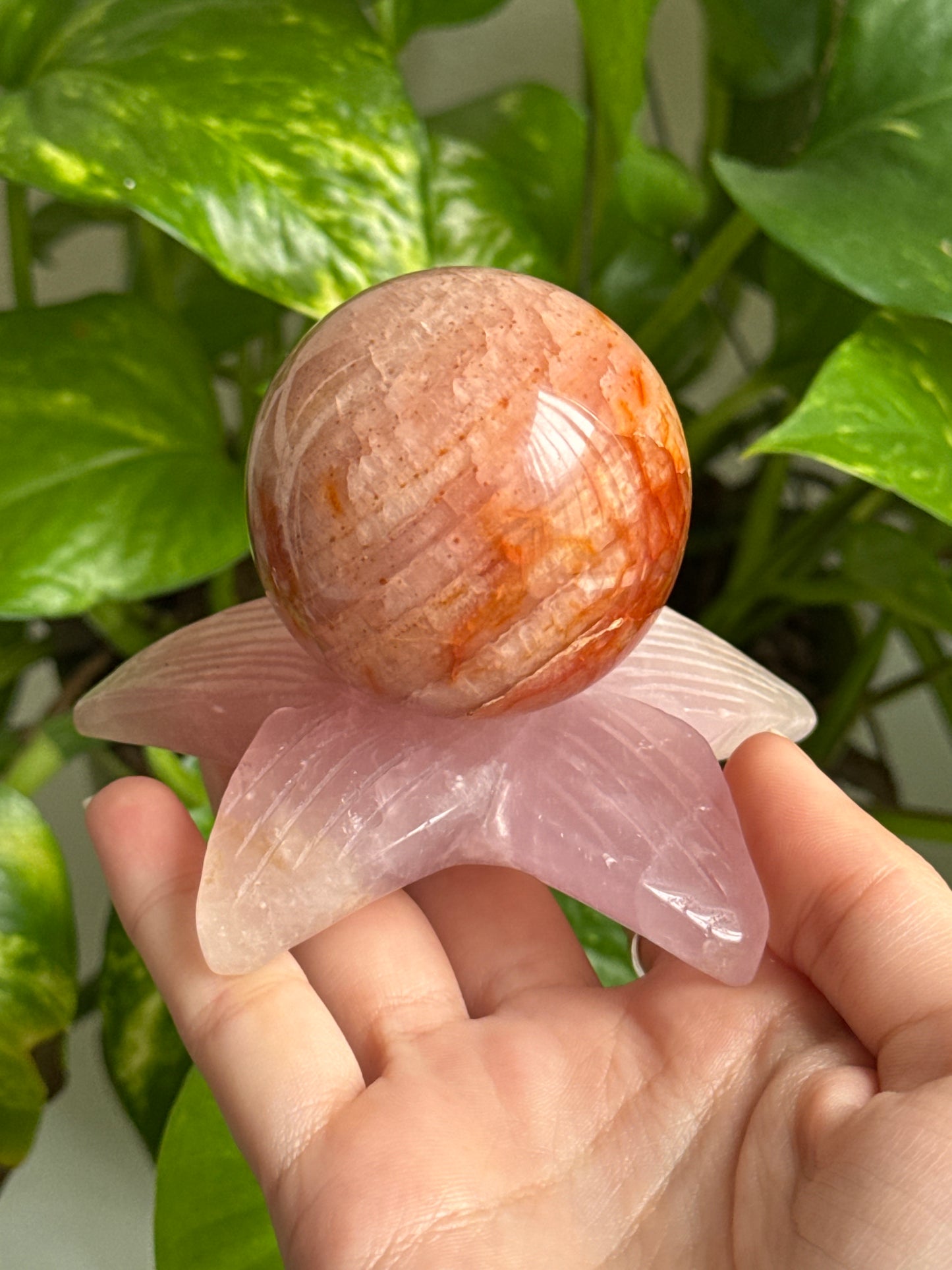 Rose Quartz Flower / Sphere Holder