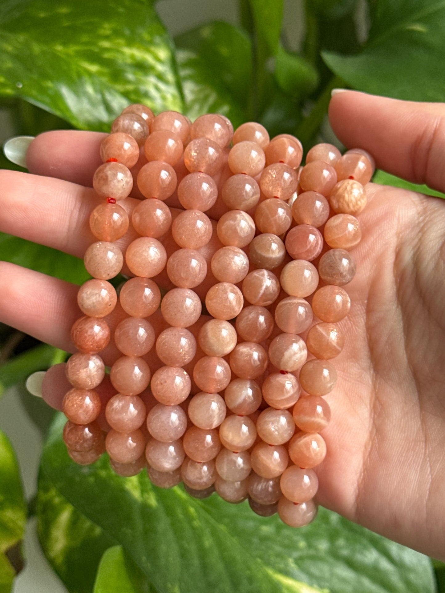 Flashy Peach Moonstone & Sunstone Bracelet