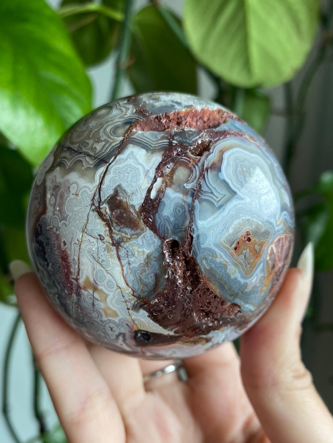 Beautiful Mexican Crazy Lace Agate Sphere With Orbs