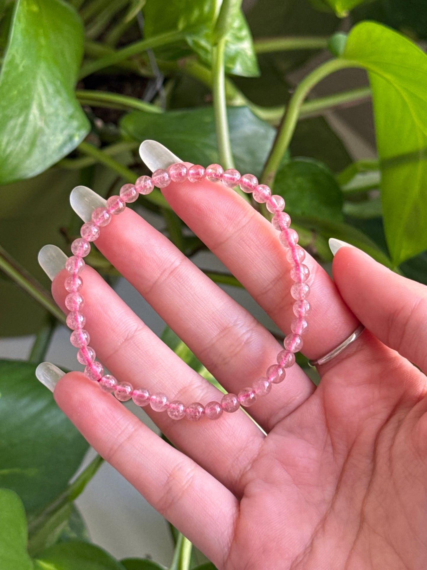 Strawberry Quartz Dainty Bracelet