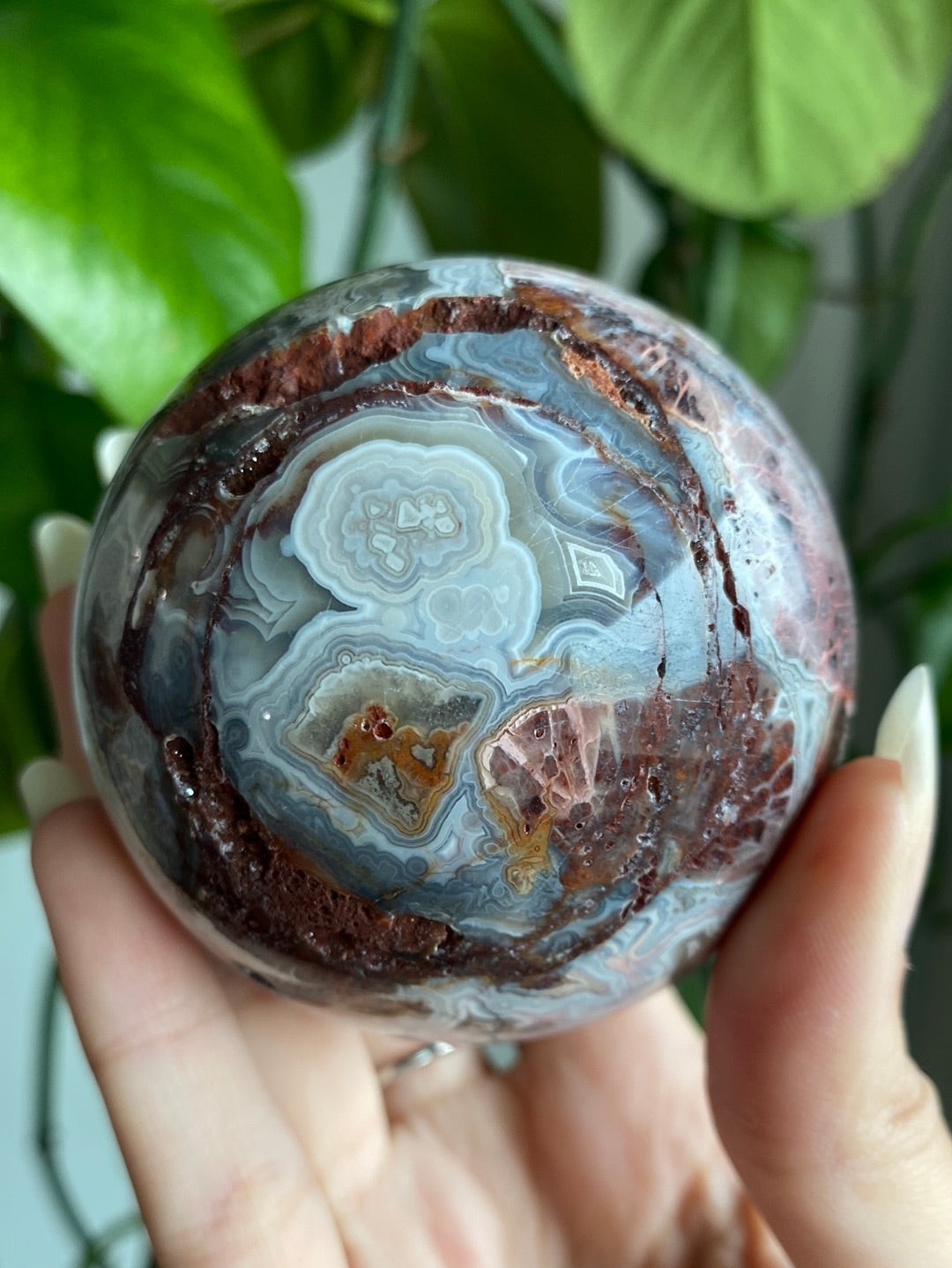 Beautiful Mexican Crazy Lace Agate Sphere With Orbs