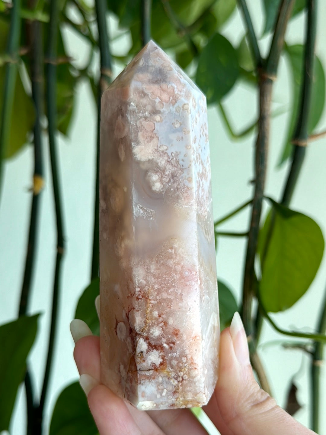 Pink Amethyst x Flower Agate x Quartz Tower