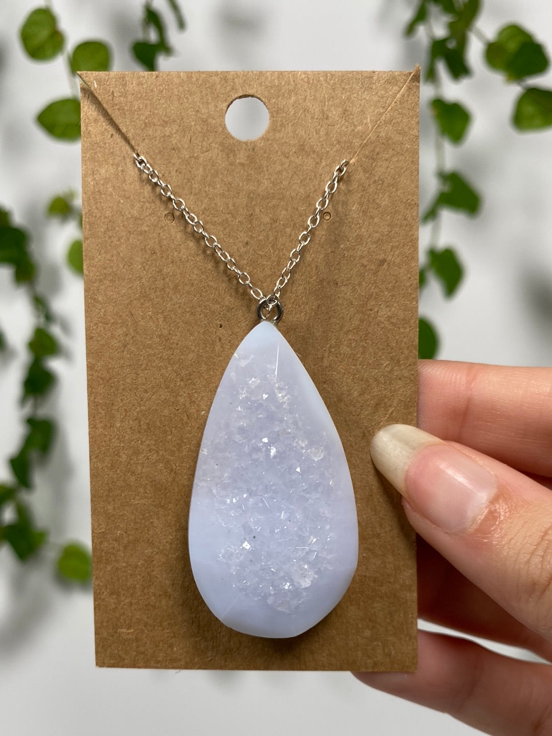 Druzy Blue Chalcedony Necklace