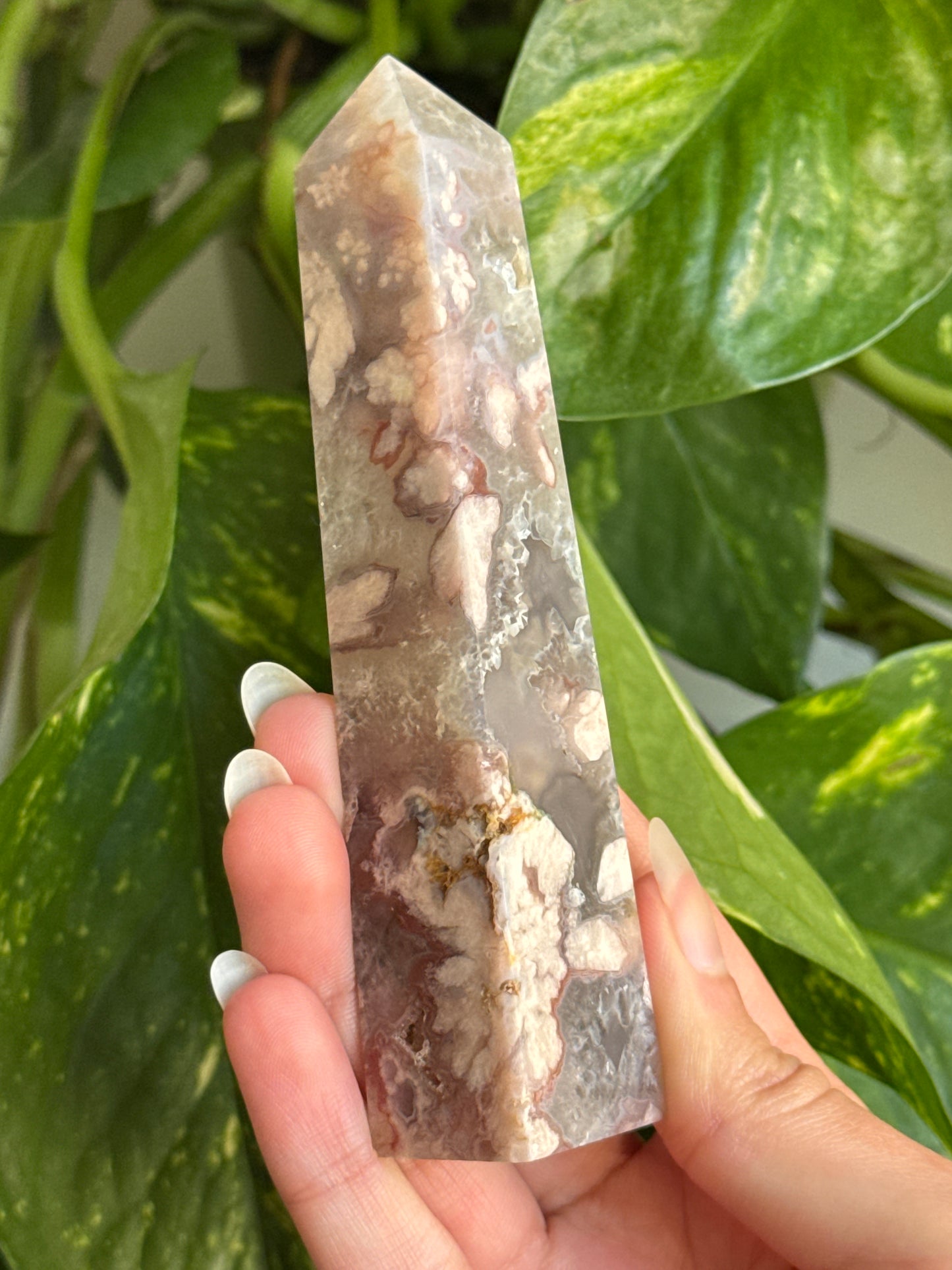 Prasiolite & Flower Agate Tower C