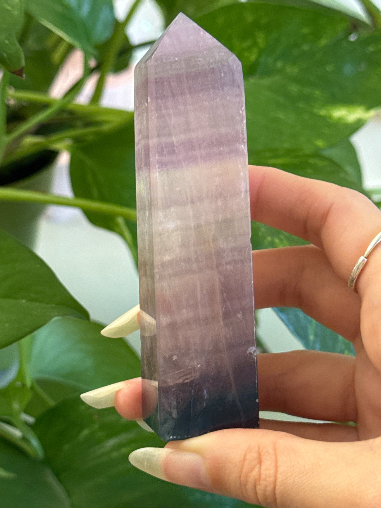 Unique Banded Fluorite Tower With Dendrites