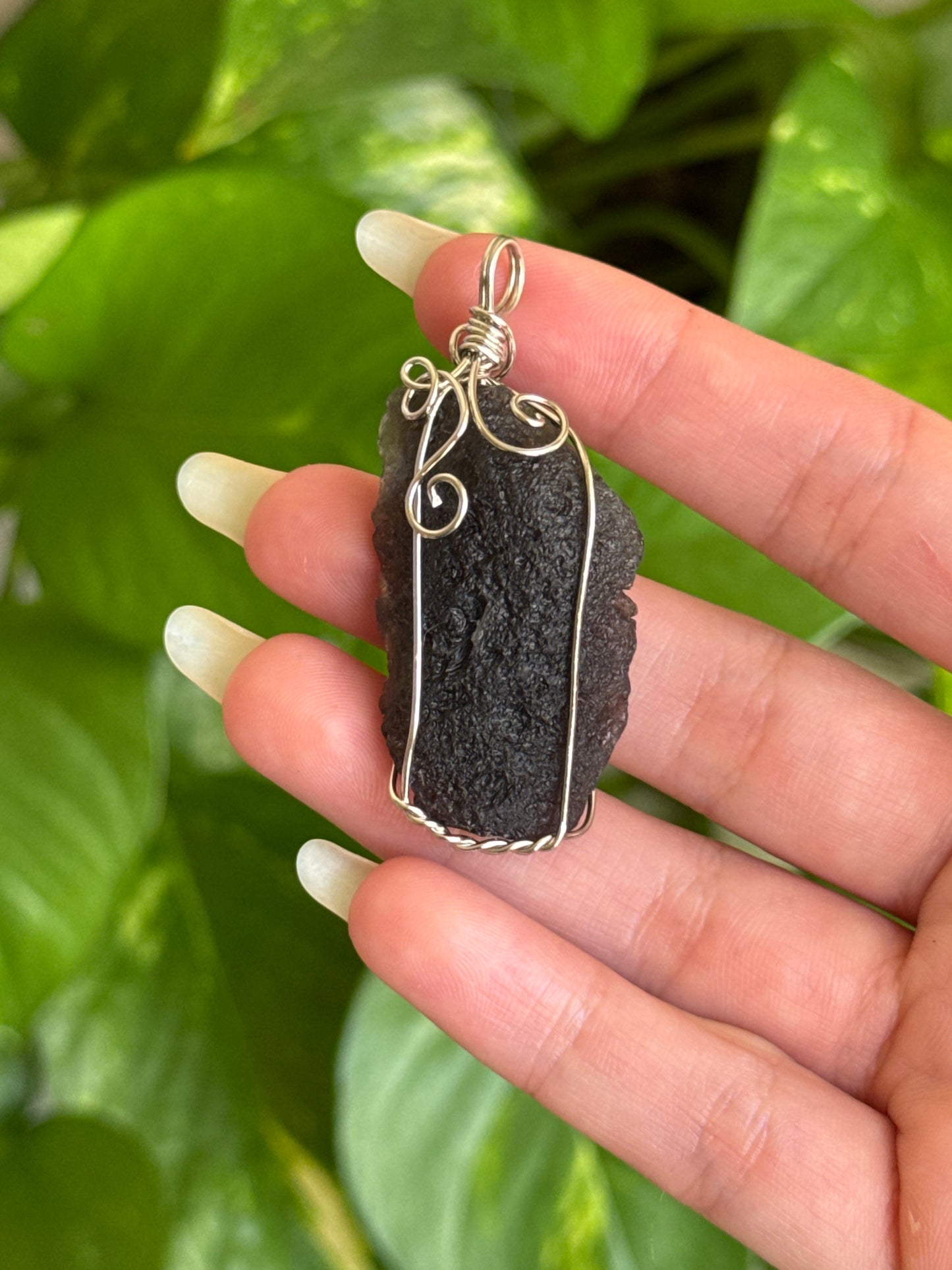 Tektite Wire Wrap Necklace (comes with chain)