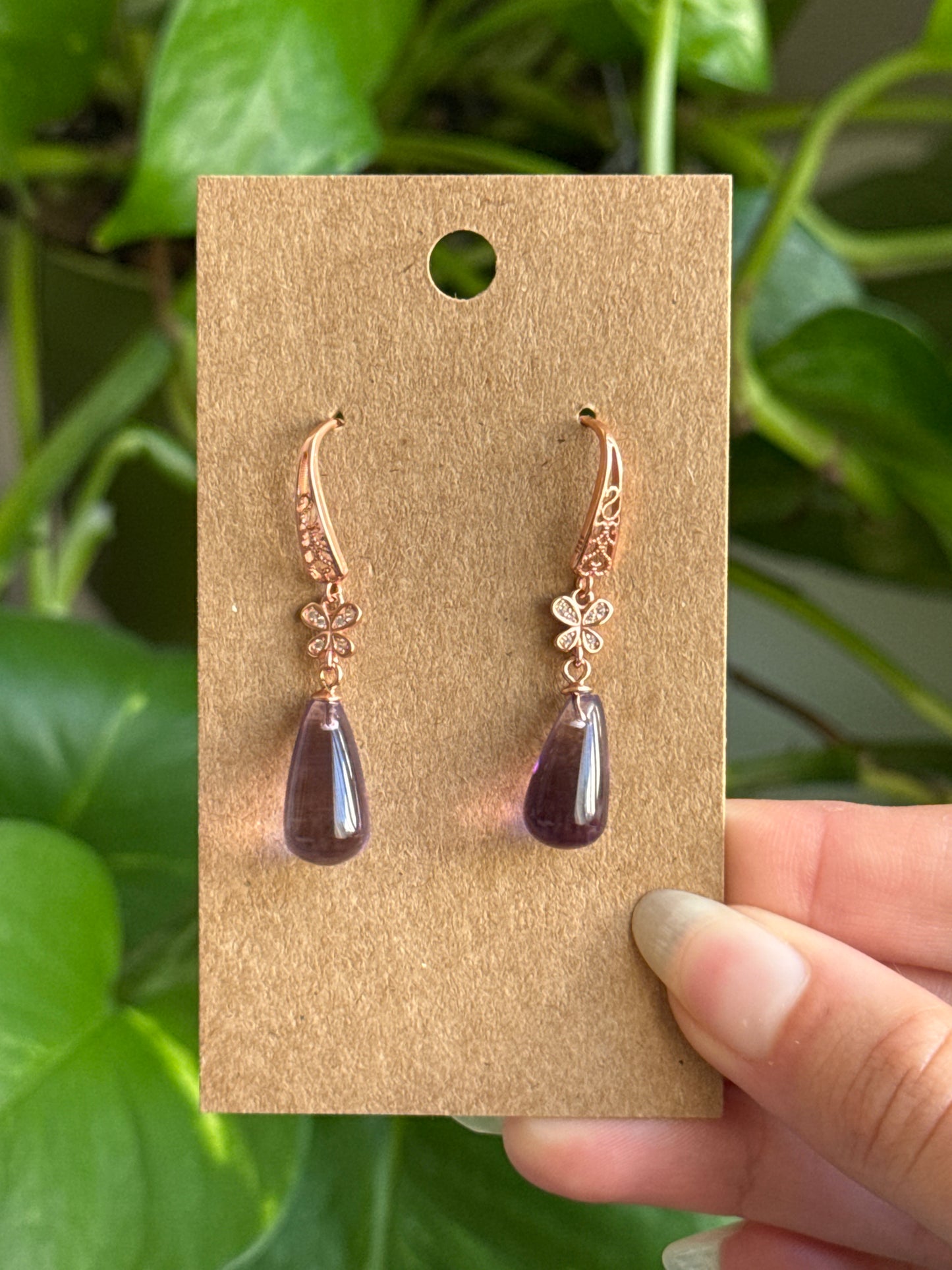 Amethyst 925 Rose Gold Vermeil Earrings