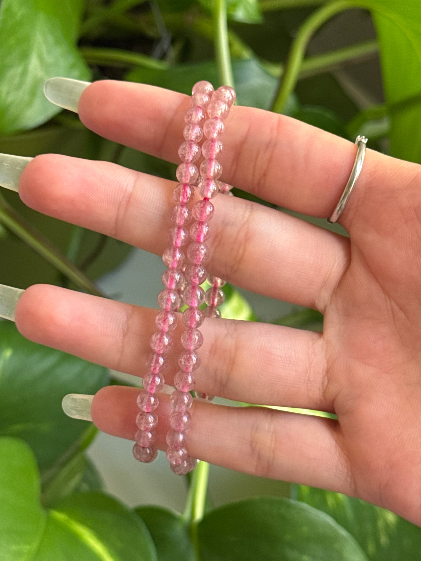 Strawberry Quartz Dainty Bracelet