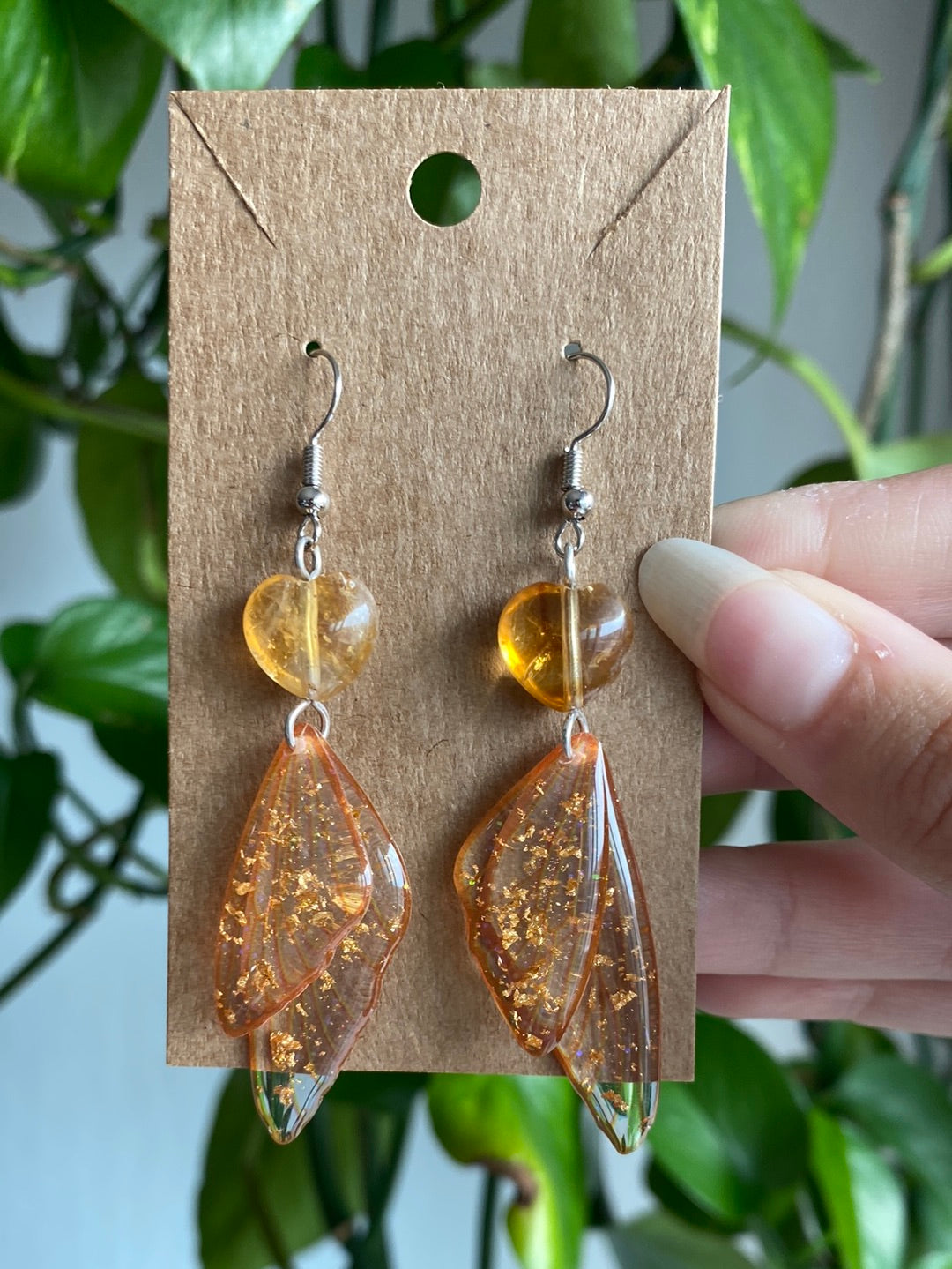 Golden Amethyst Butterfly Earrings B