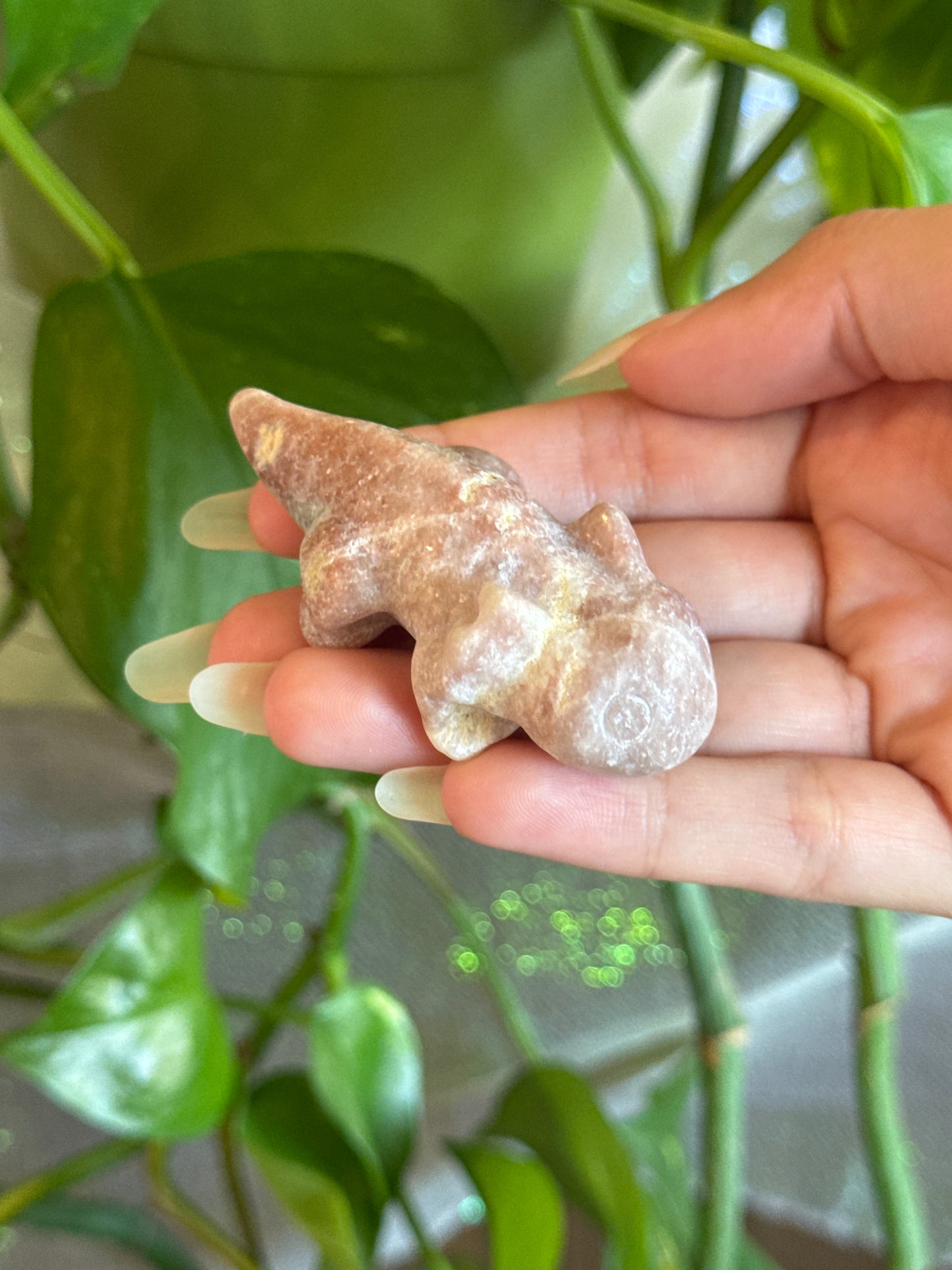 Pink Opal Axolotl Carving