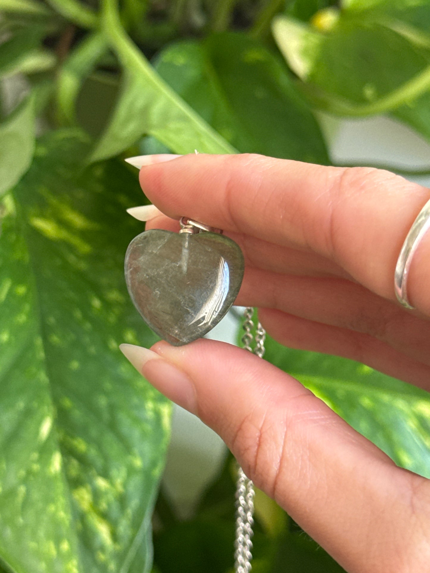 Green Rutile Heart Necklace