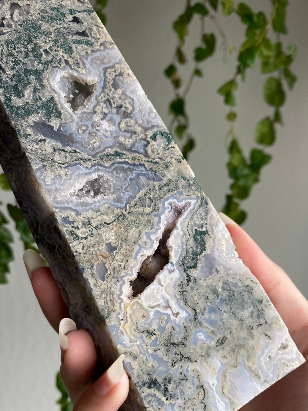 XXL Druzy Moss Agate X Amethyst Tower (11.5” & 3.1lbs)