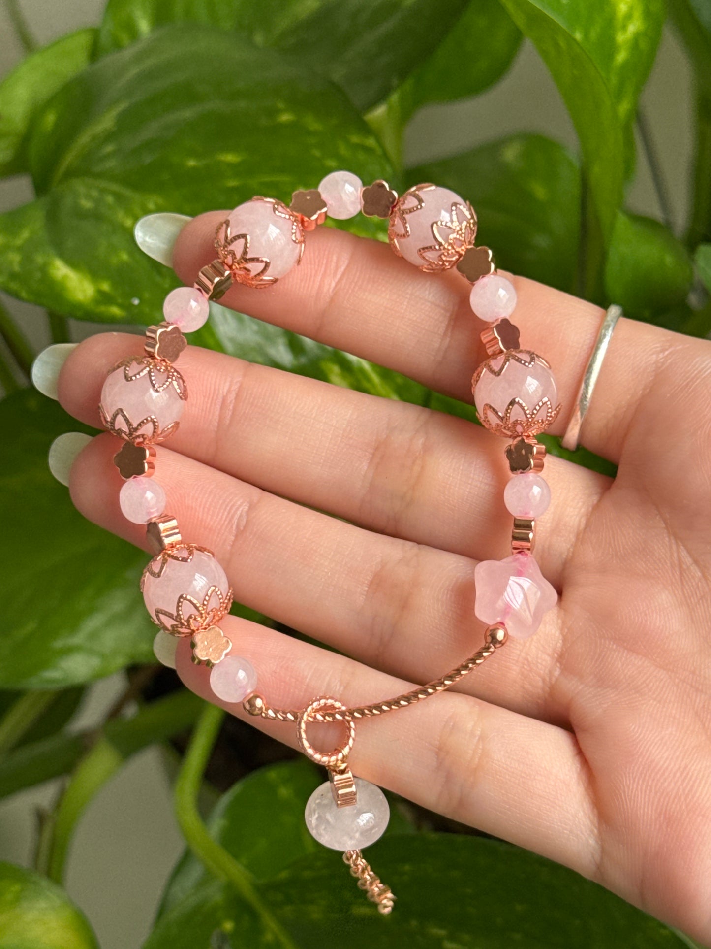 Rose Quartz Rose Gold Bracelet