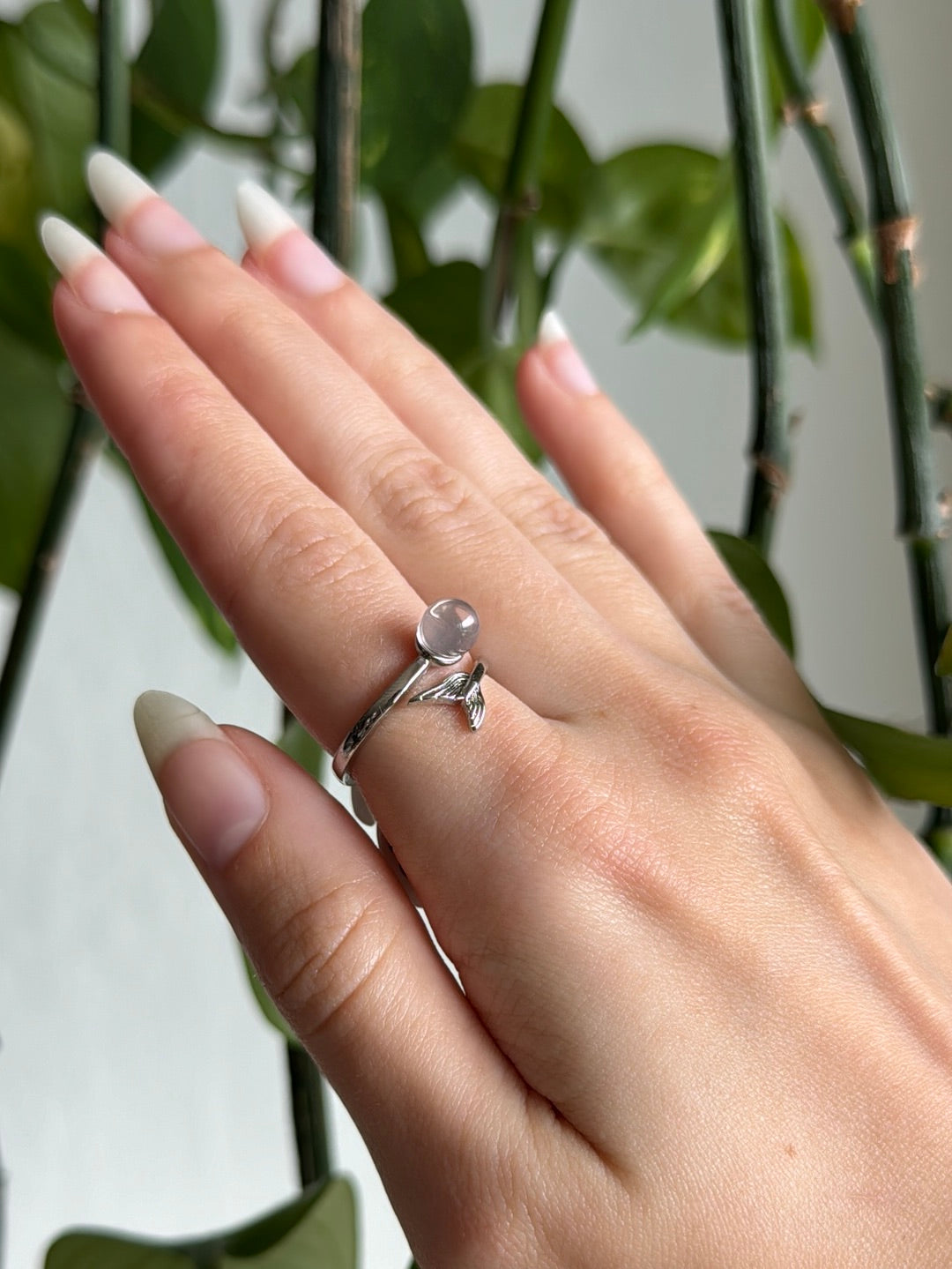 Rose Quartz Mermaid Tail Adjustable Ring