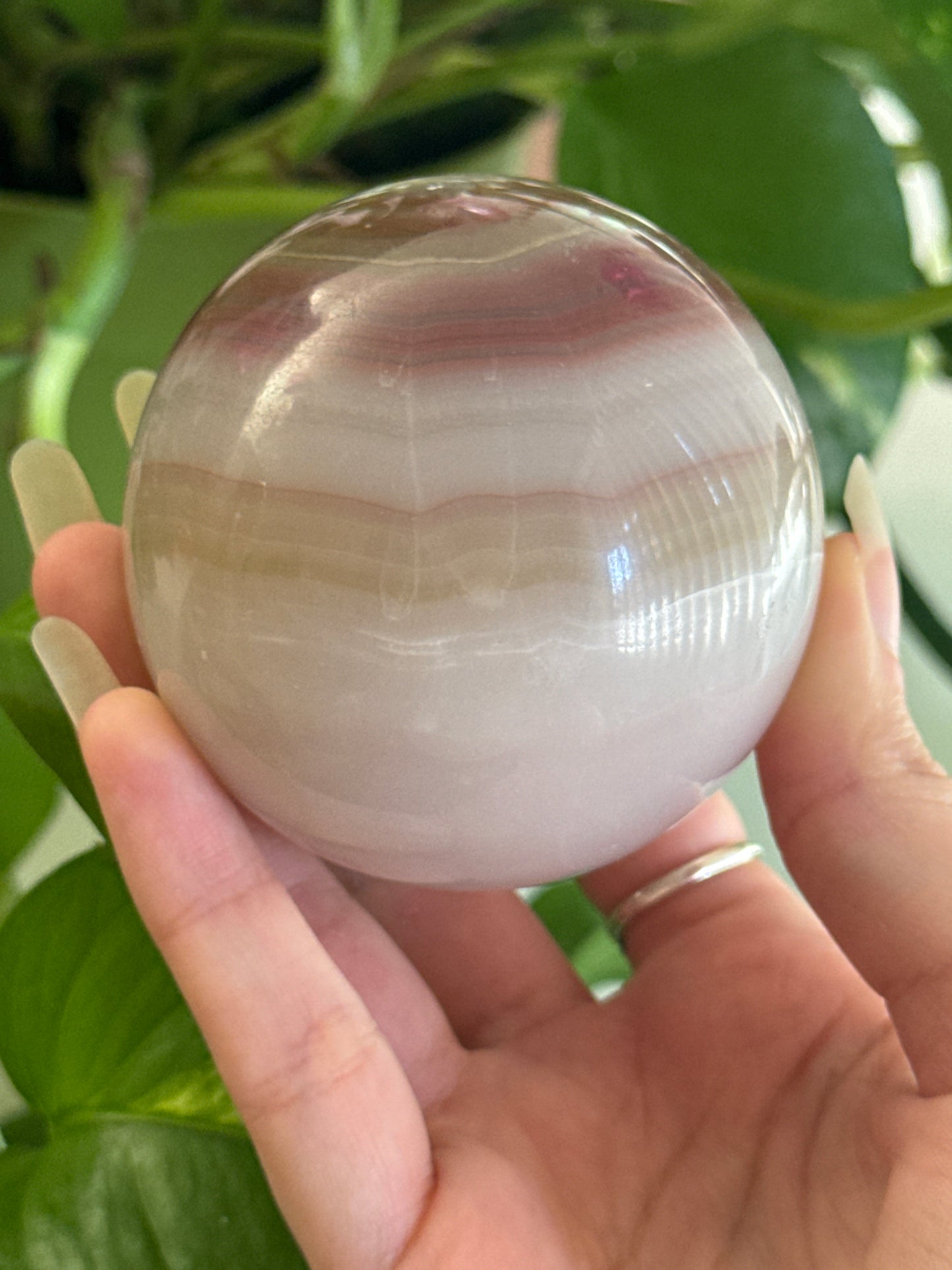 Unique Banded Jelly Agate Sphere