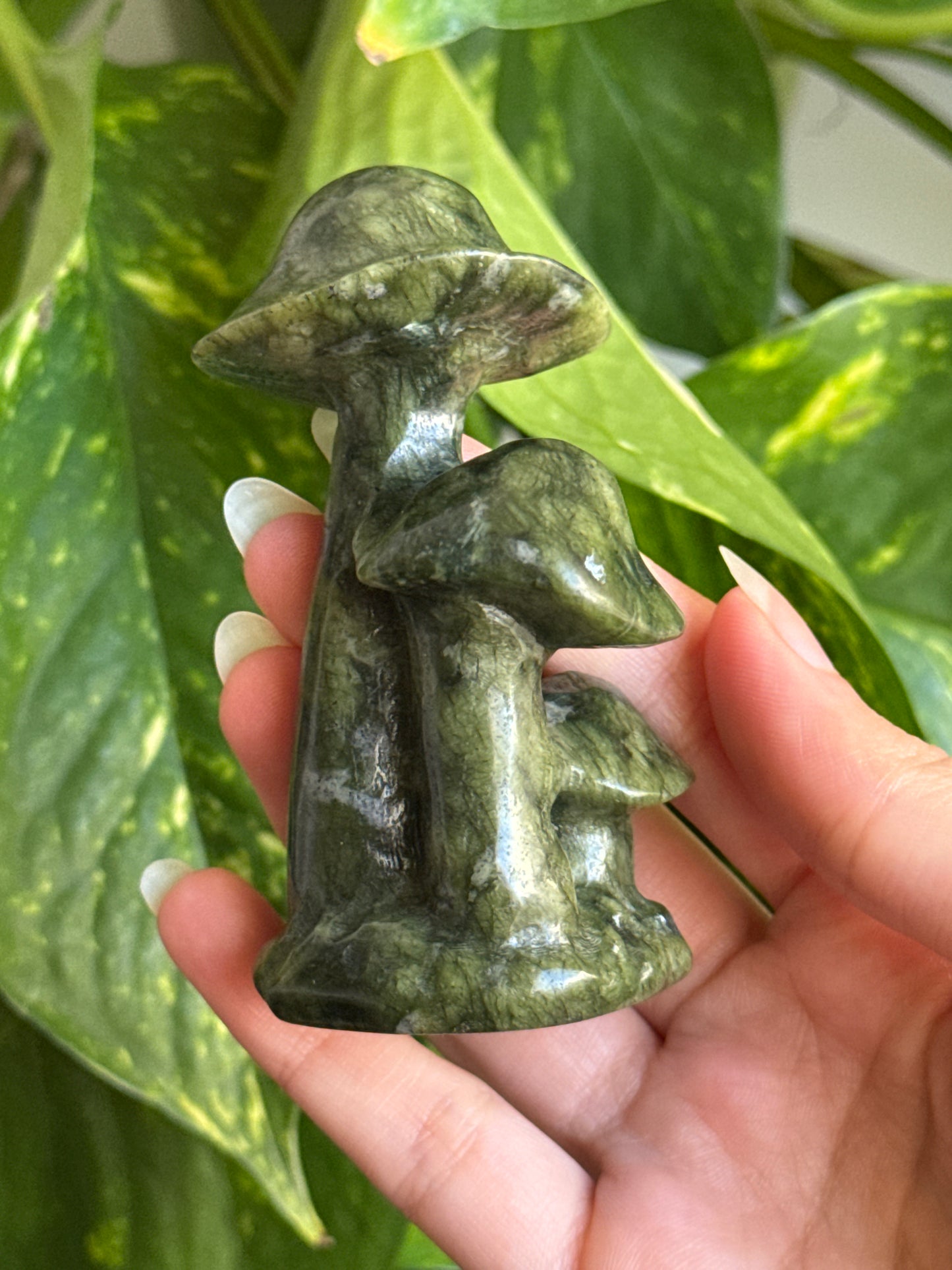 Green Jasper Triple Mushroom