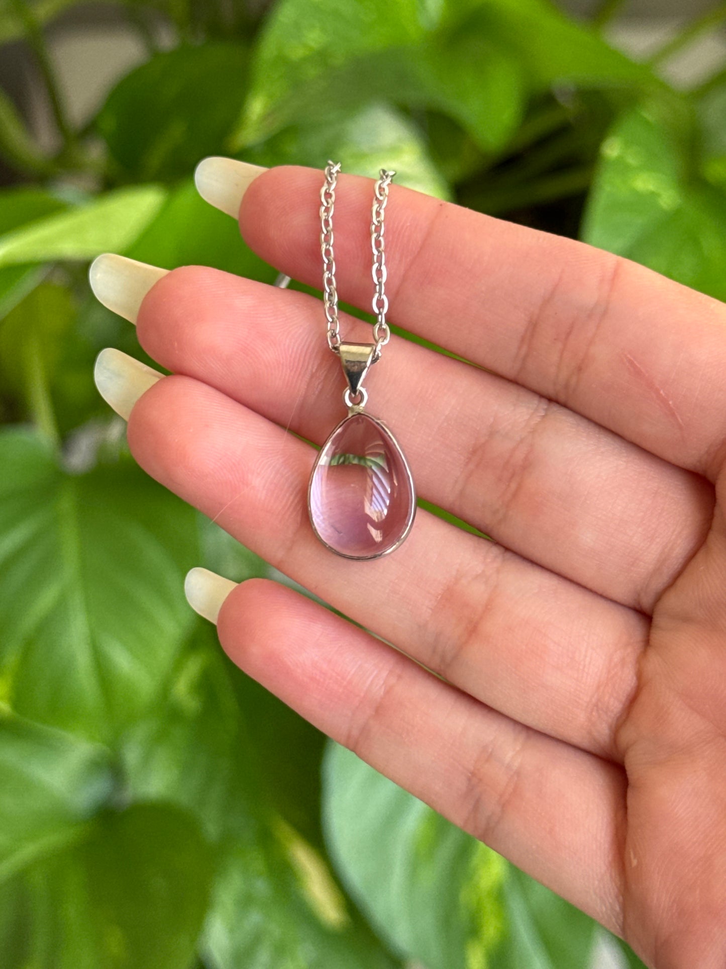 Clear Amethyst Teardrop Necklace