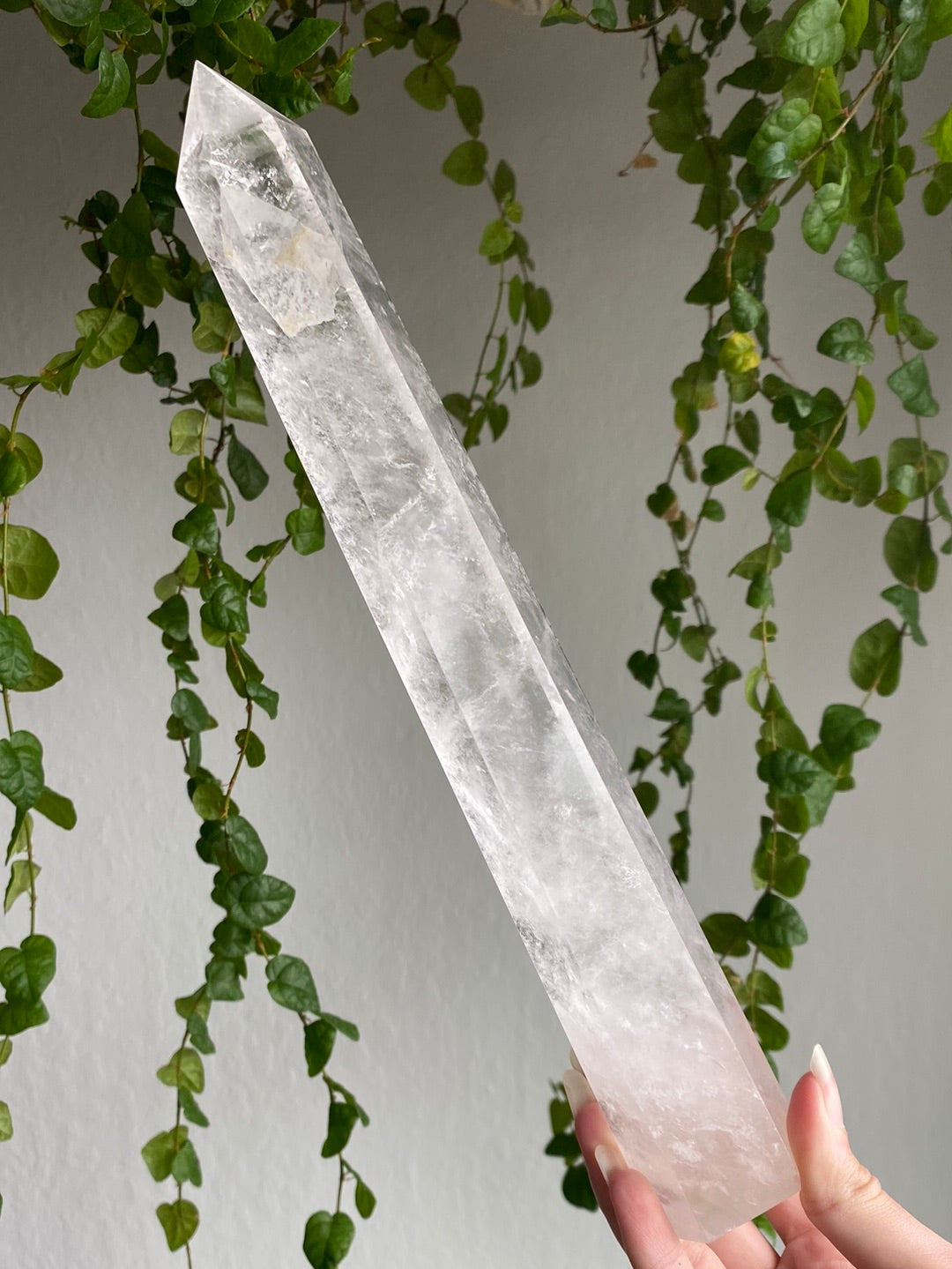 XXL 11” Clear Quartz Tower D With Golden Healer Inclusions