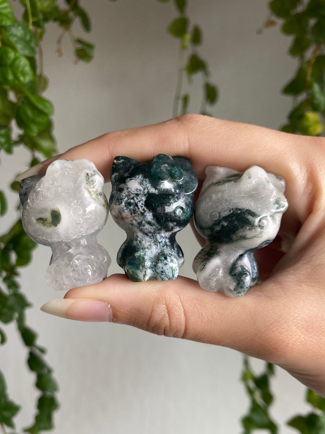 Moss Agate Hello Kitty