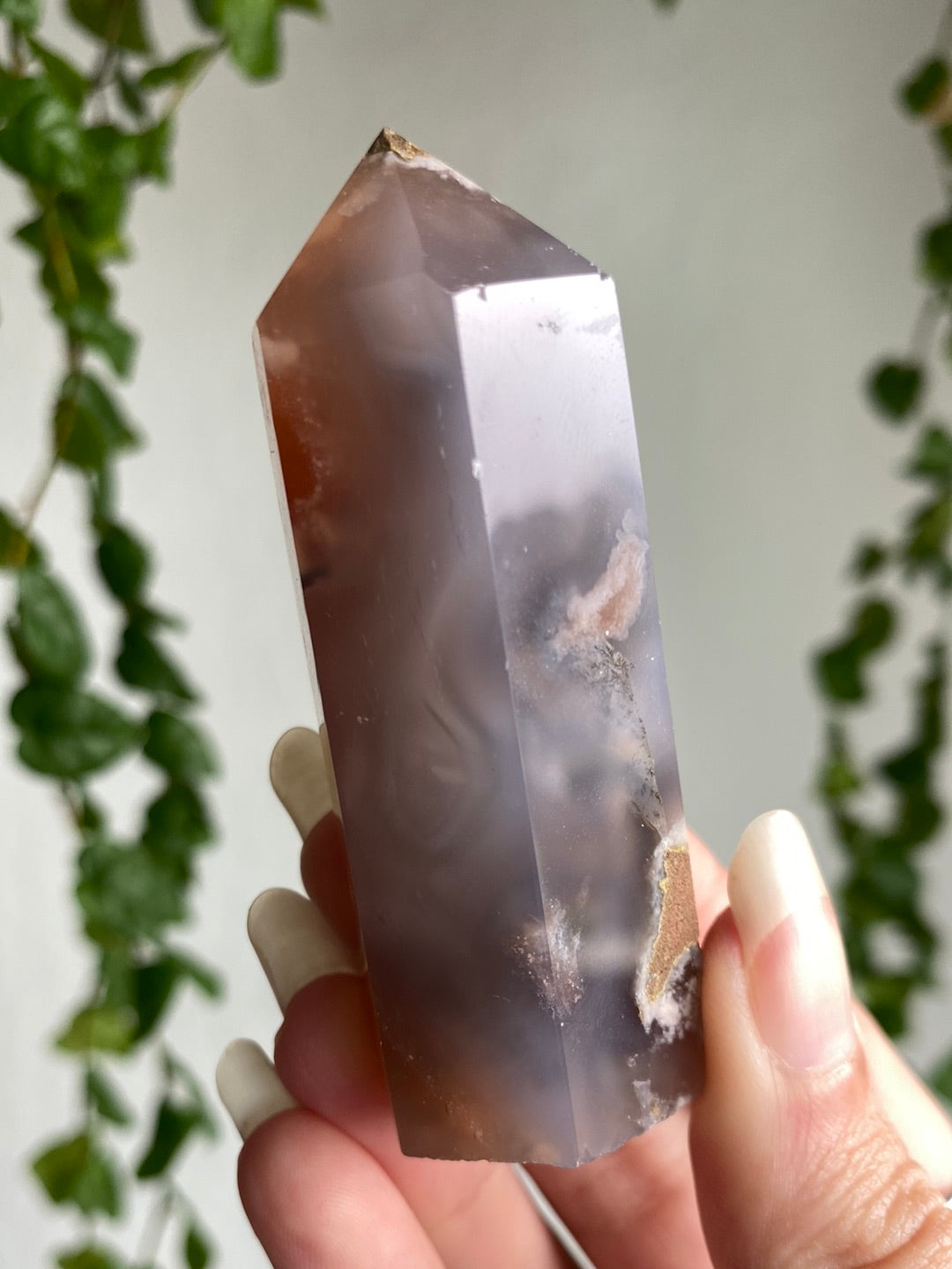 Black Flower Agate & Carnelian Tower