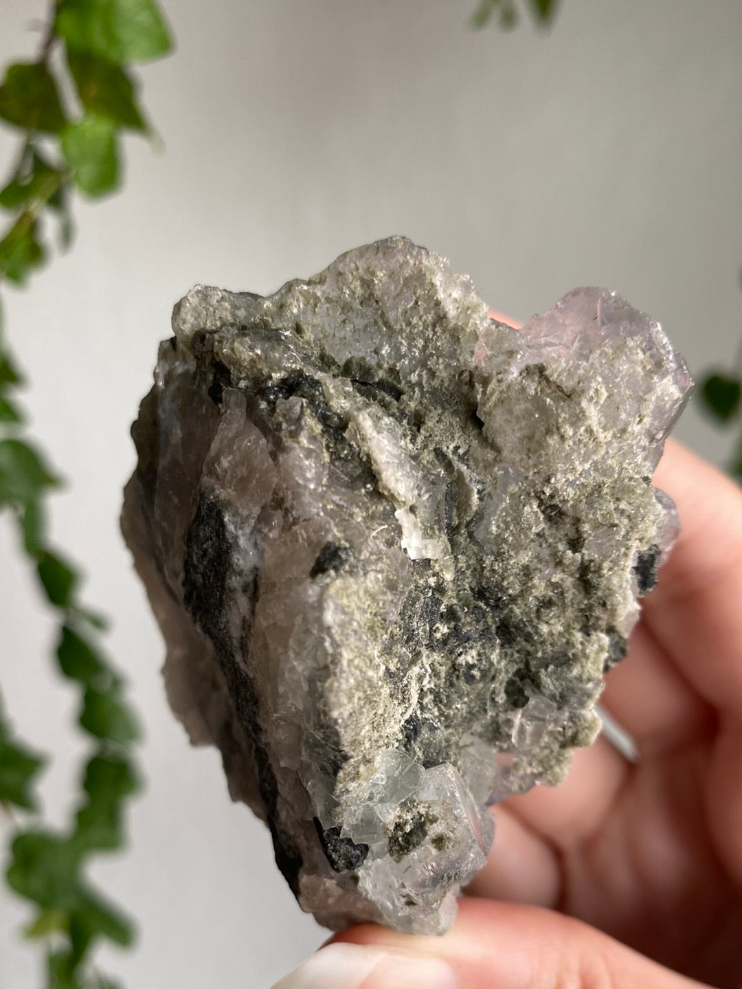 Green Tourmaline On Cubic Fluorite