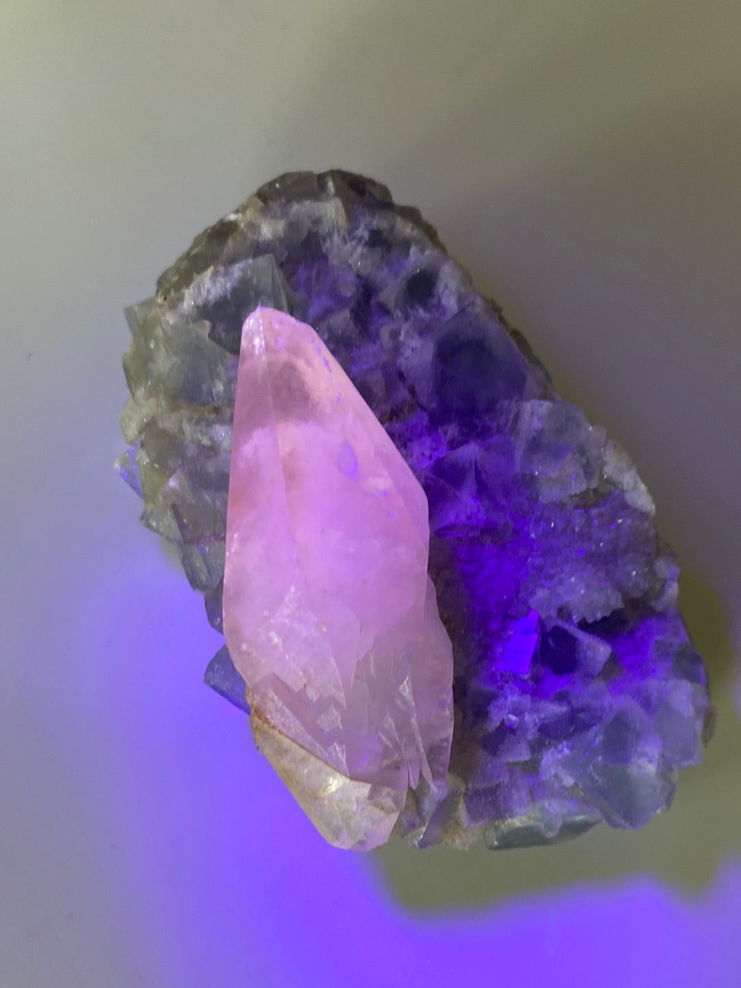 High Grade UV Reactive Calcite On Cubic Fluorite