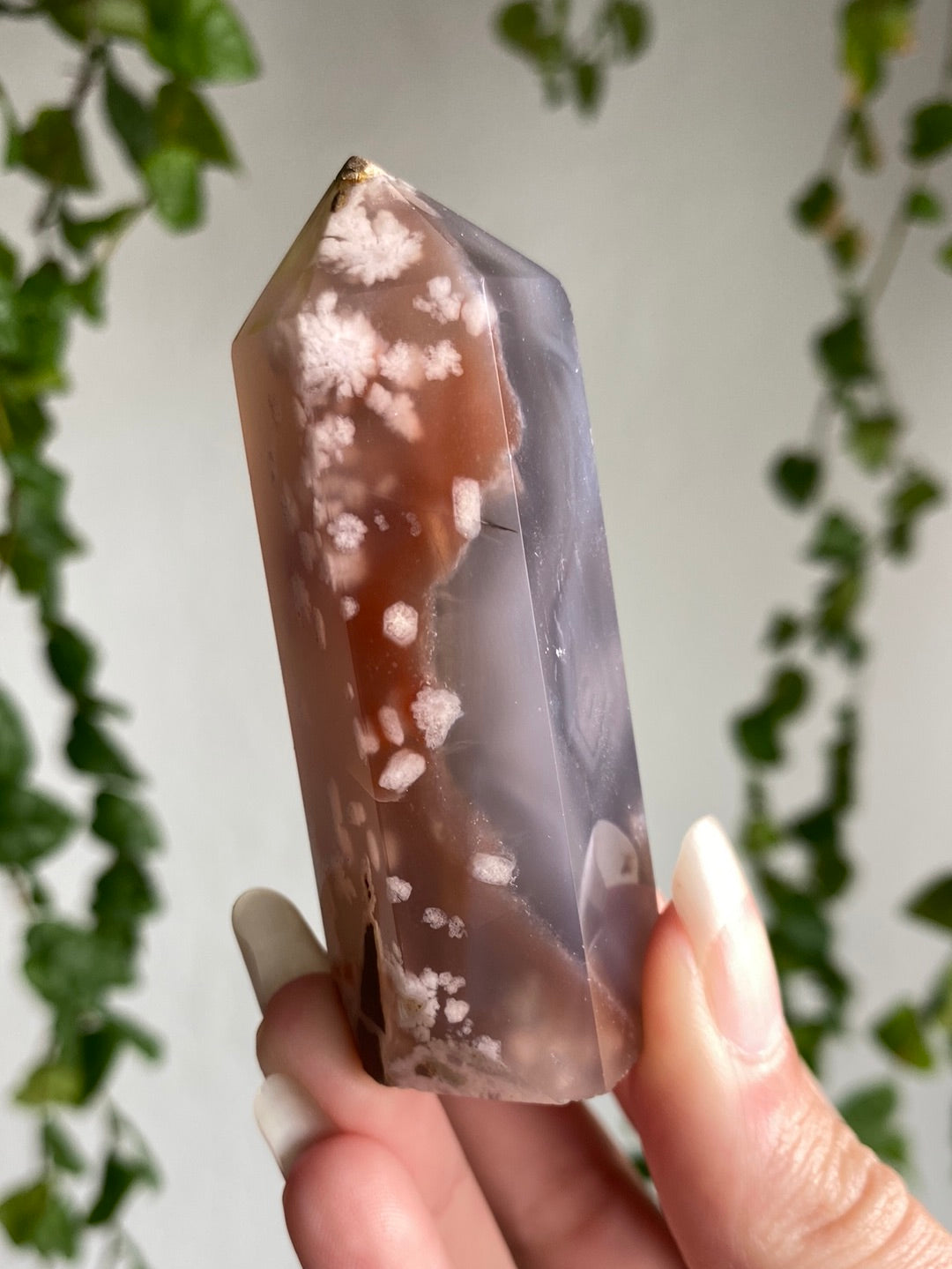 Black Flower Agate & Carnelian Tower
