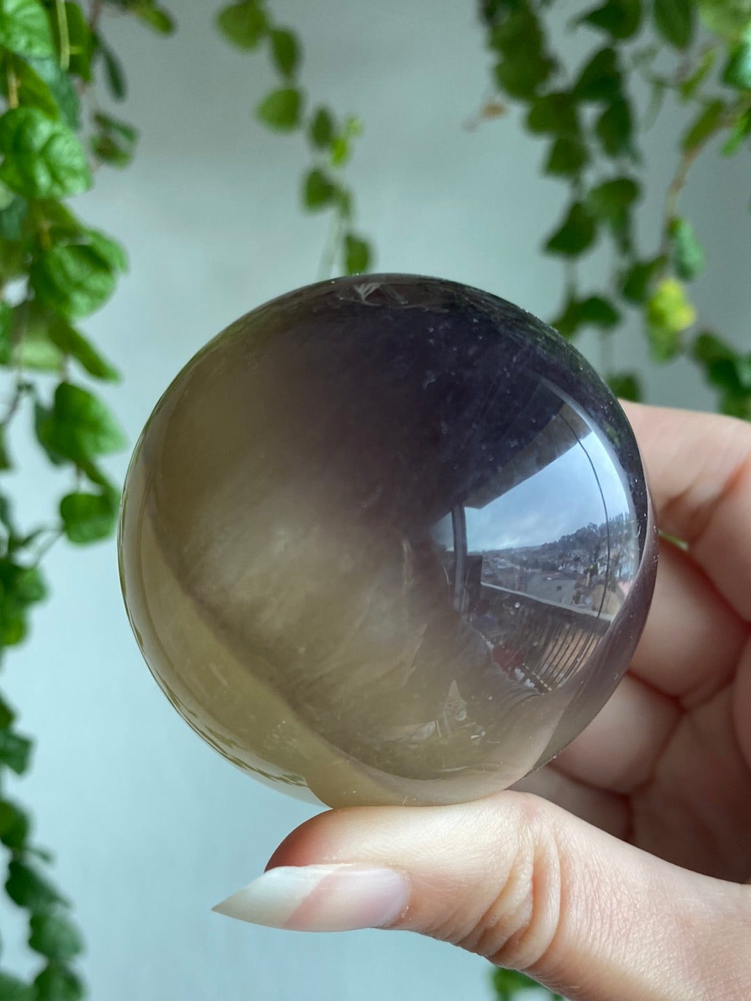 Unique Banded Magenta & Yellow Fluorite Sphere