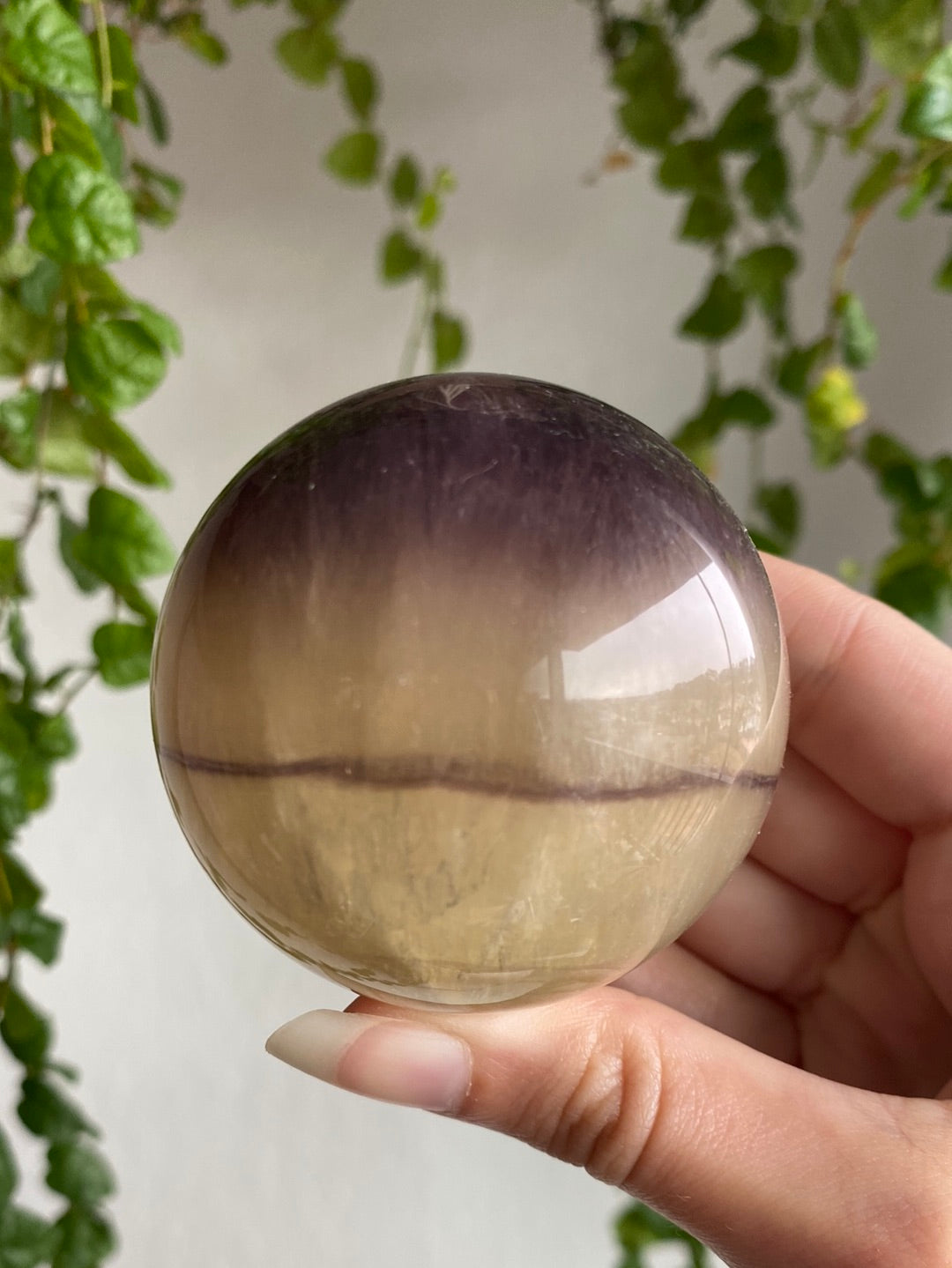 Unique Banded Magenta & Yellow Fluorite Sphere