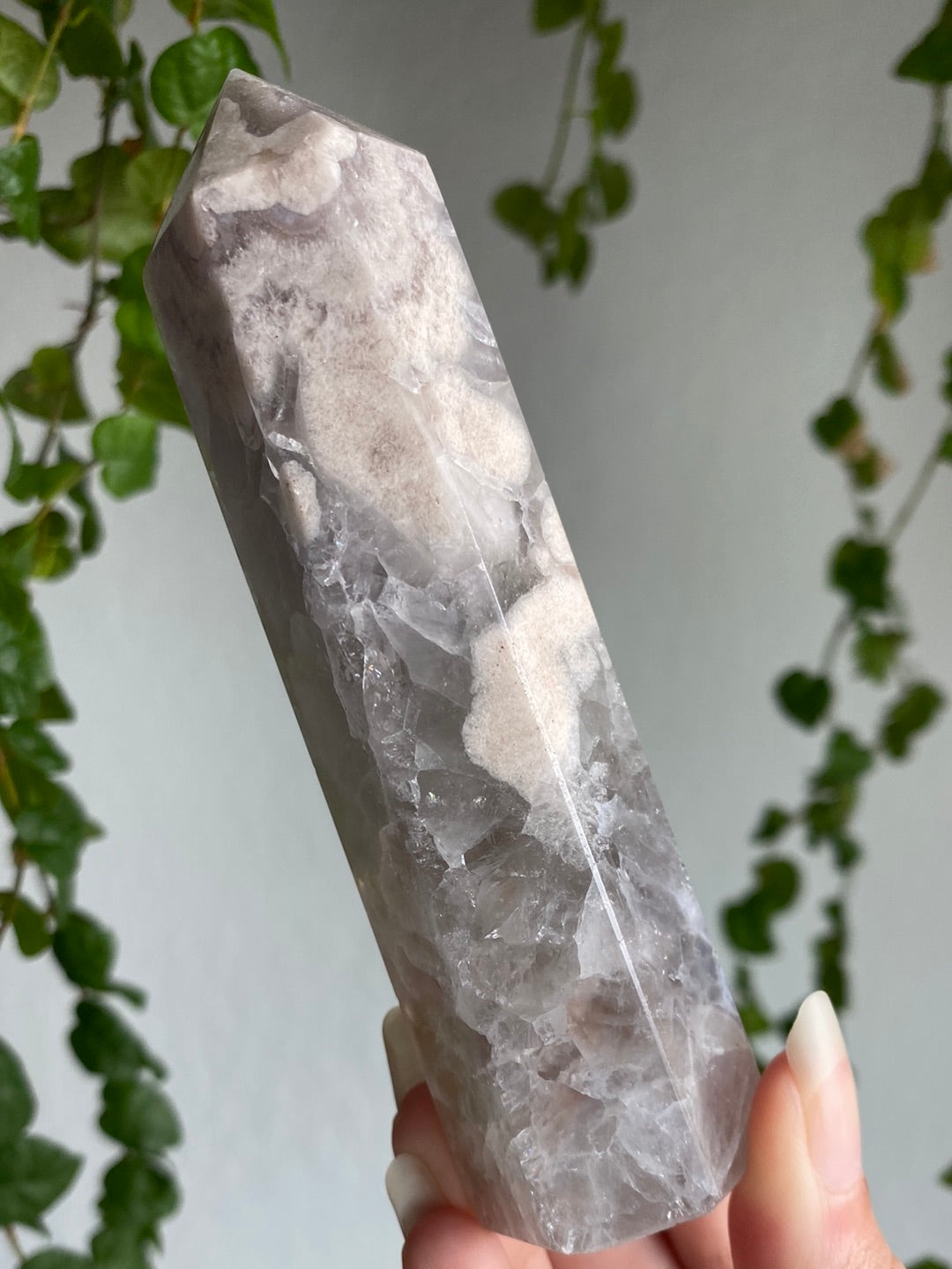 Prasiolite & Pink Amethyst Tower