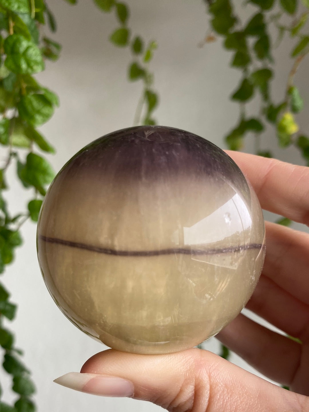 Unique Banded Magenta & Yellow Fluorite Sphere